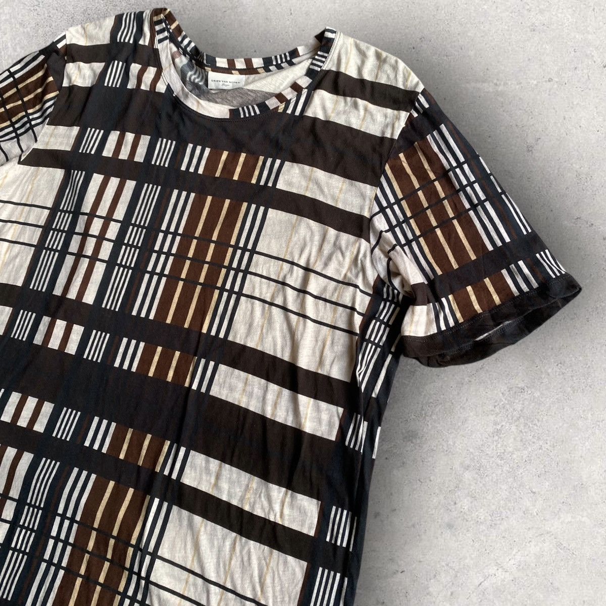 Dries Van Noten Brown Plaid Print T Shirt Size US L / EU 52-54 / 3 - 3 Thumbnail