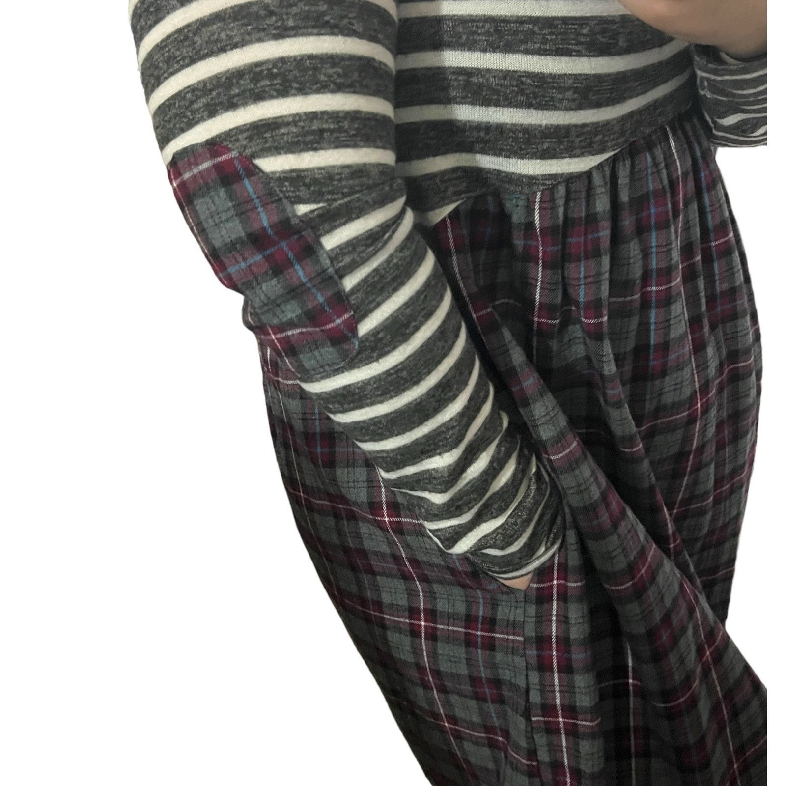 Other Striped Plaid Pocket Elbow Patch Pocketed Swing Dress Size M / US 6-8 / IT 42-44 - 7 Thumbnail