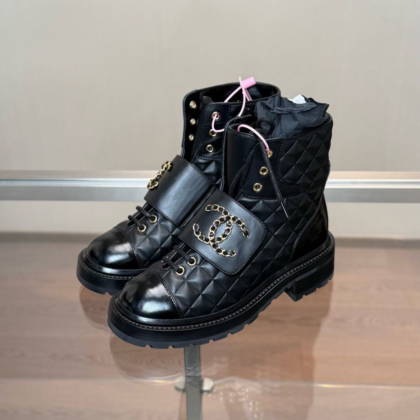 Chanel Chanel Black Quilted Double C Short Boots Size US 5 / IT 35 - 1 Thumbnail