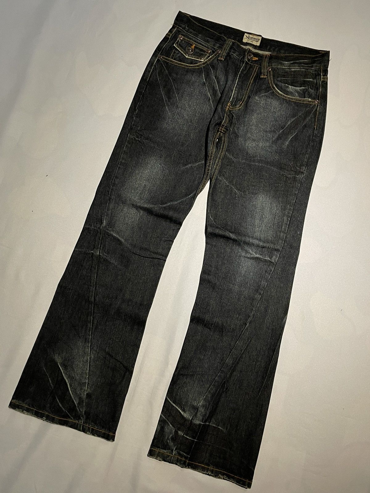 Japanese Brand × Vintage Vintage Nylaus Distressed Denim Lightning Flare Jeans Size US 30 / EU 46 - 4 Thumbnail