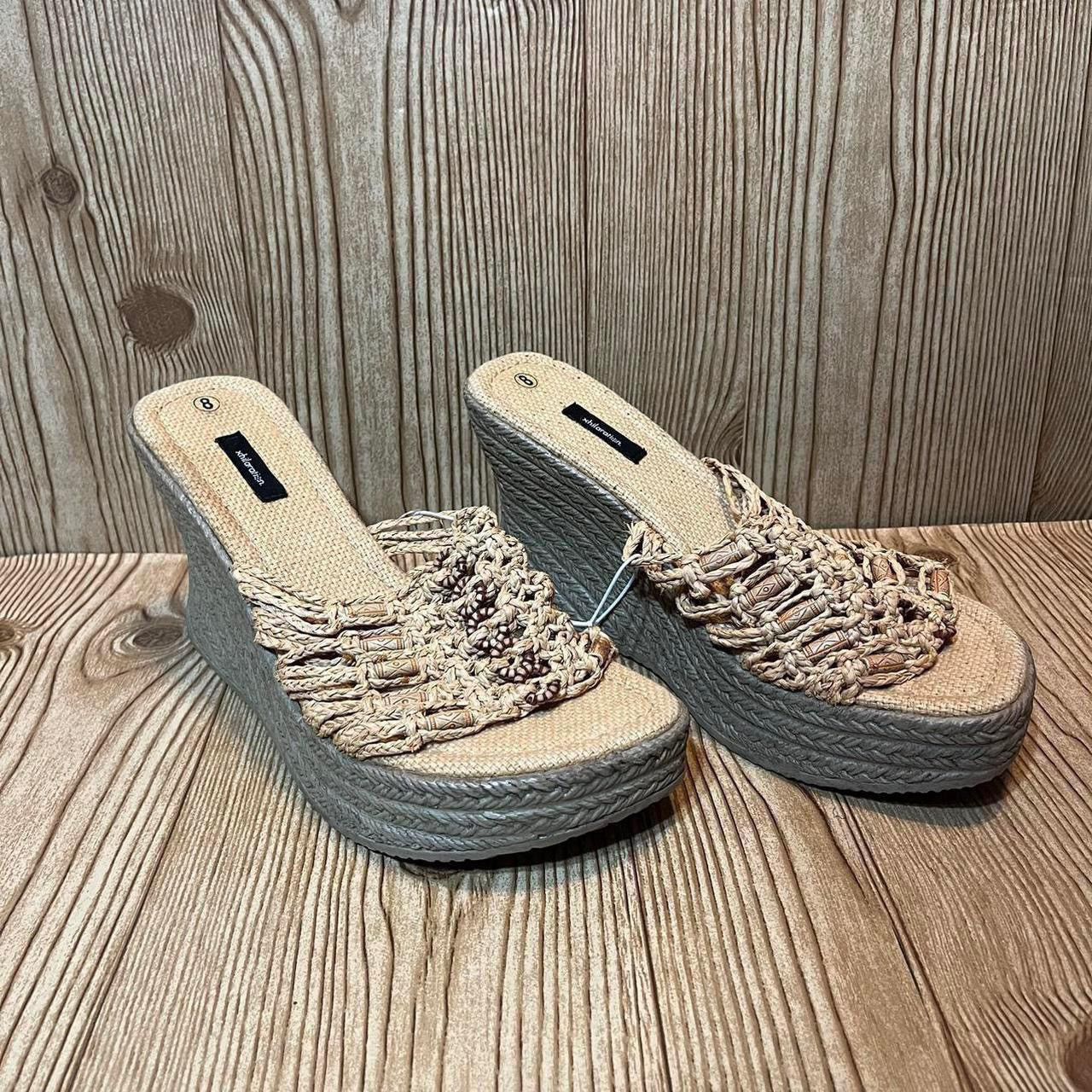 Other Vintage Y2K 2000s Xhilaration Beige Boho Woven Chunky wedge Size US 8 / IT 38 - 2 Thumbnail