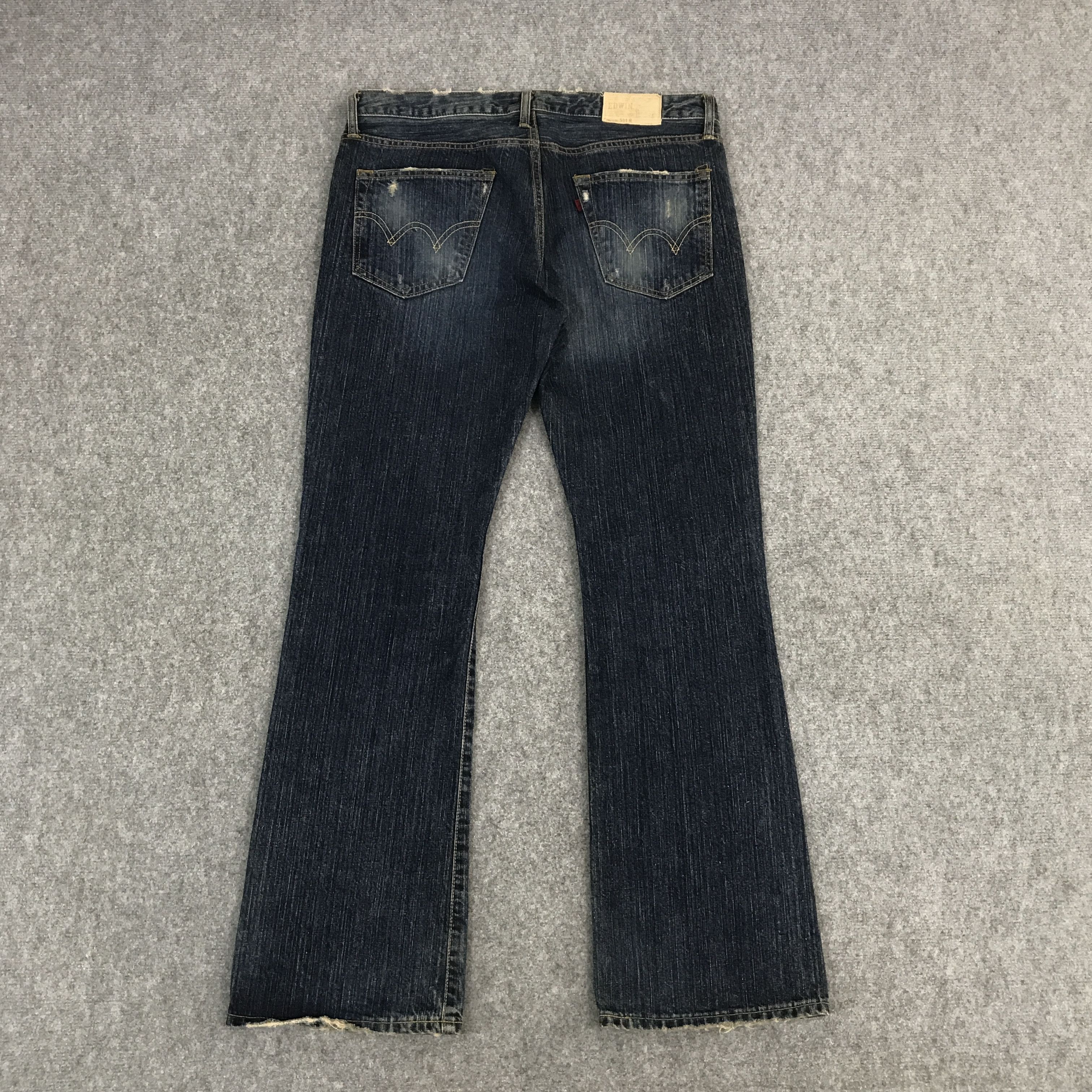 Edwin × Japanese Brand FLARE EDWIN JAPAN DISTRESSED BOOTCUT DENIM JEANS Size US 34 / EU 50 - 2 Thumbnail