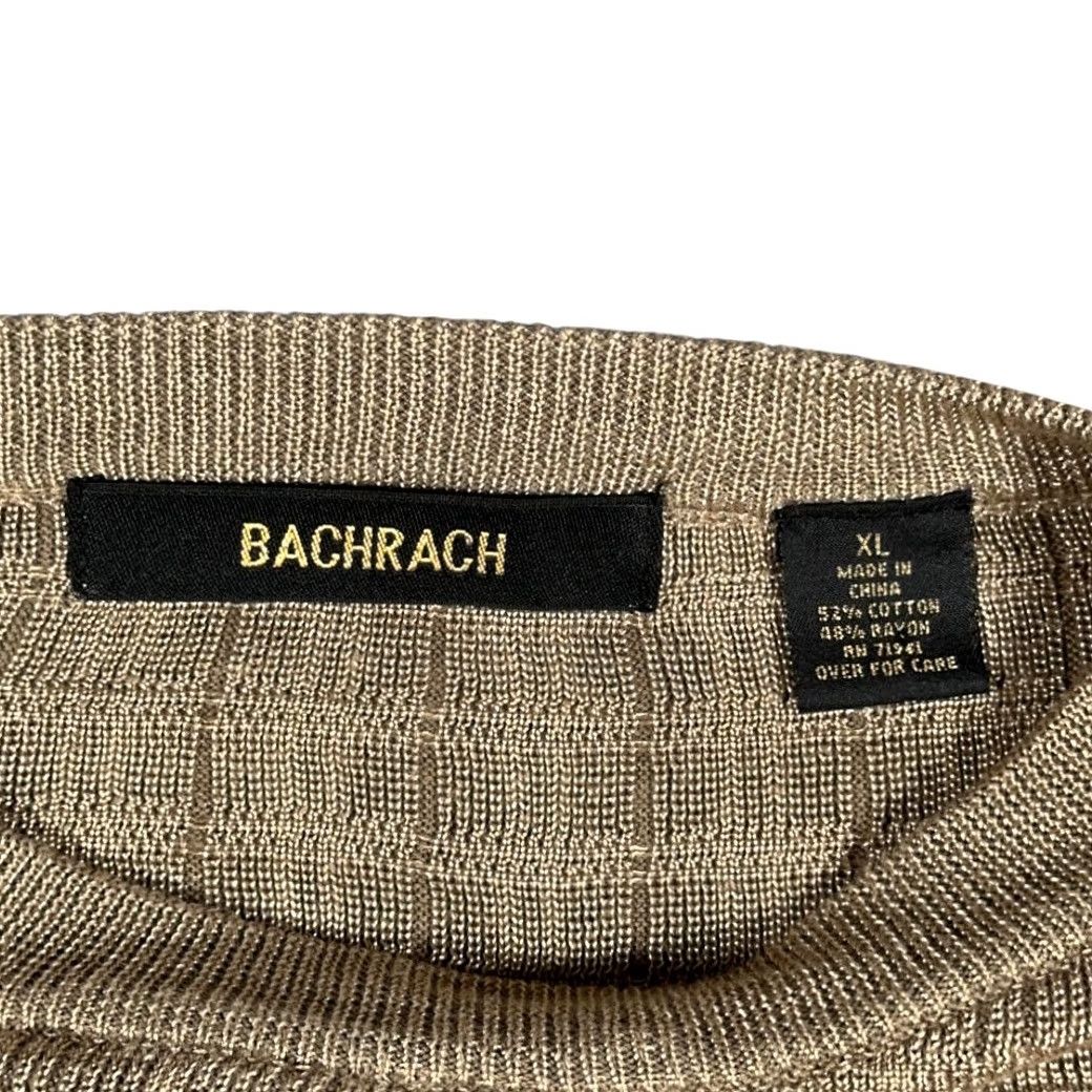Vintage Bachrach Sweater Adult EXTRA LARGE Brown Geometric Textured Grid Relaxed Mens XL Crew Neck Knit PullOver Cotton Blend Size US XL / EU 56 / 4 - 4 Thumbnail