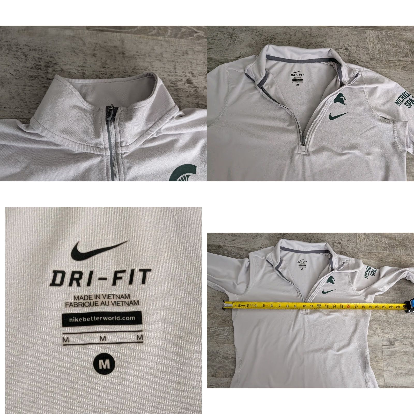 Nike Nike Dri-Fit Womens Michigan State Spartans Q Zip Pullover Running Top Shirt Activewear M Light Gray Green Size M / US 6-8 / IT 42-44 - 8 Thumbnail