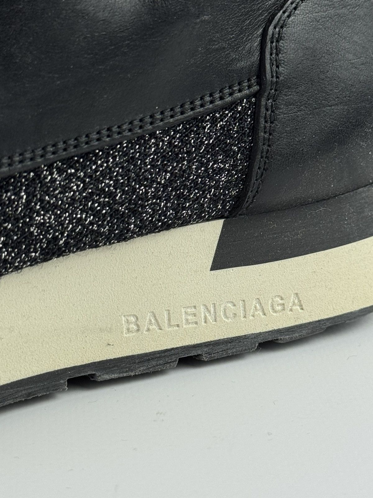 Balenciaga Balenciaga Black Glitter Runners Leather Low Top Sneakers Size US 9 / IT 39 - 4 Thumbnail
