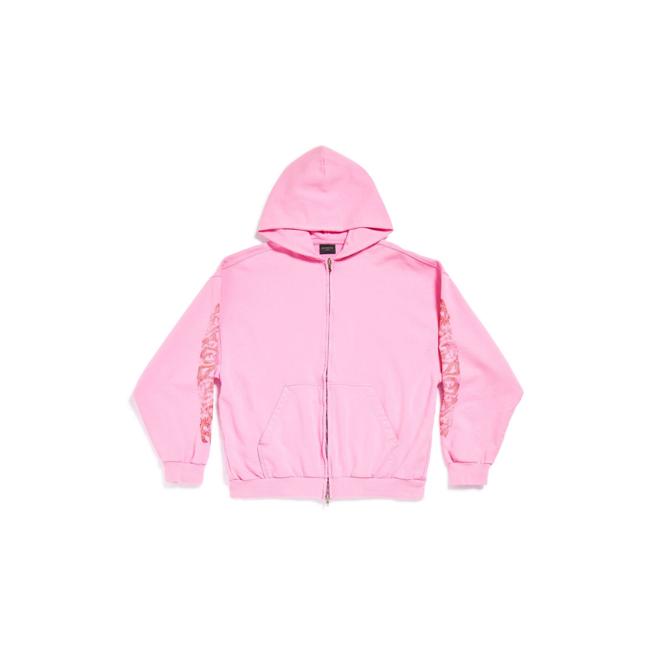 image of Balenciaga Hoodie Half Zip Up Monogram Logo 770939Tpvm95960 in Pink, Men's (Size Medium)