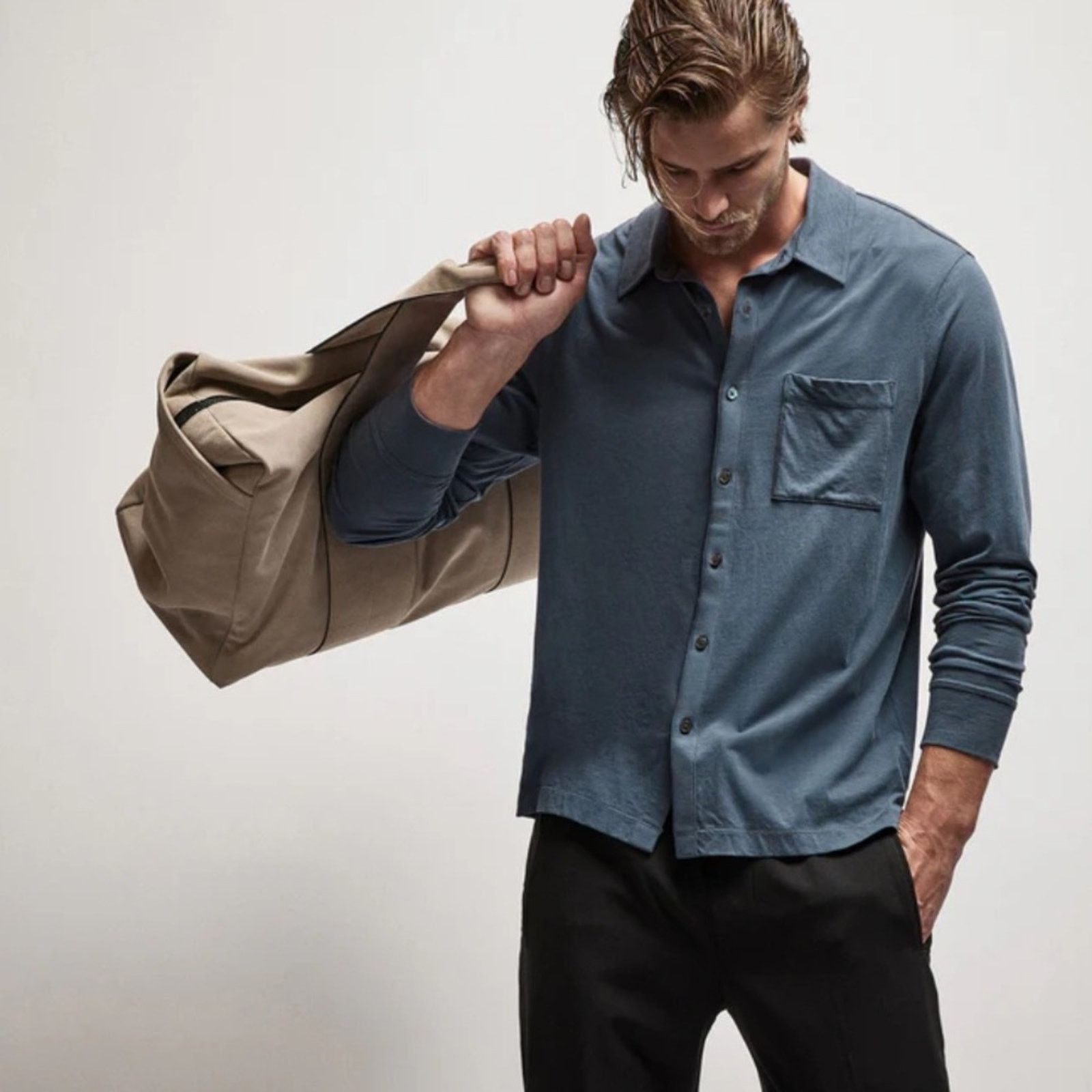 James Perse James Perse Clean Finish Jersey Shirt in Gray Size 4 (XL) Size US XL / EU 56 / 4 - 2 Thumbnail