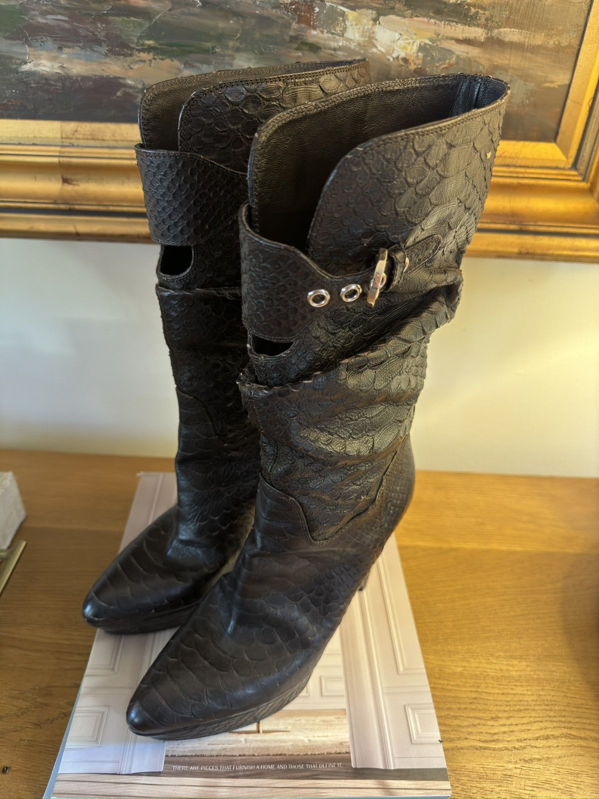Sergio Rossi Sergio Rossi Made in Italy Snake Skin Platform Boot Size 37 Size US 7 / IT 37 - 2 Thumbnail