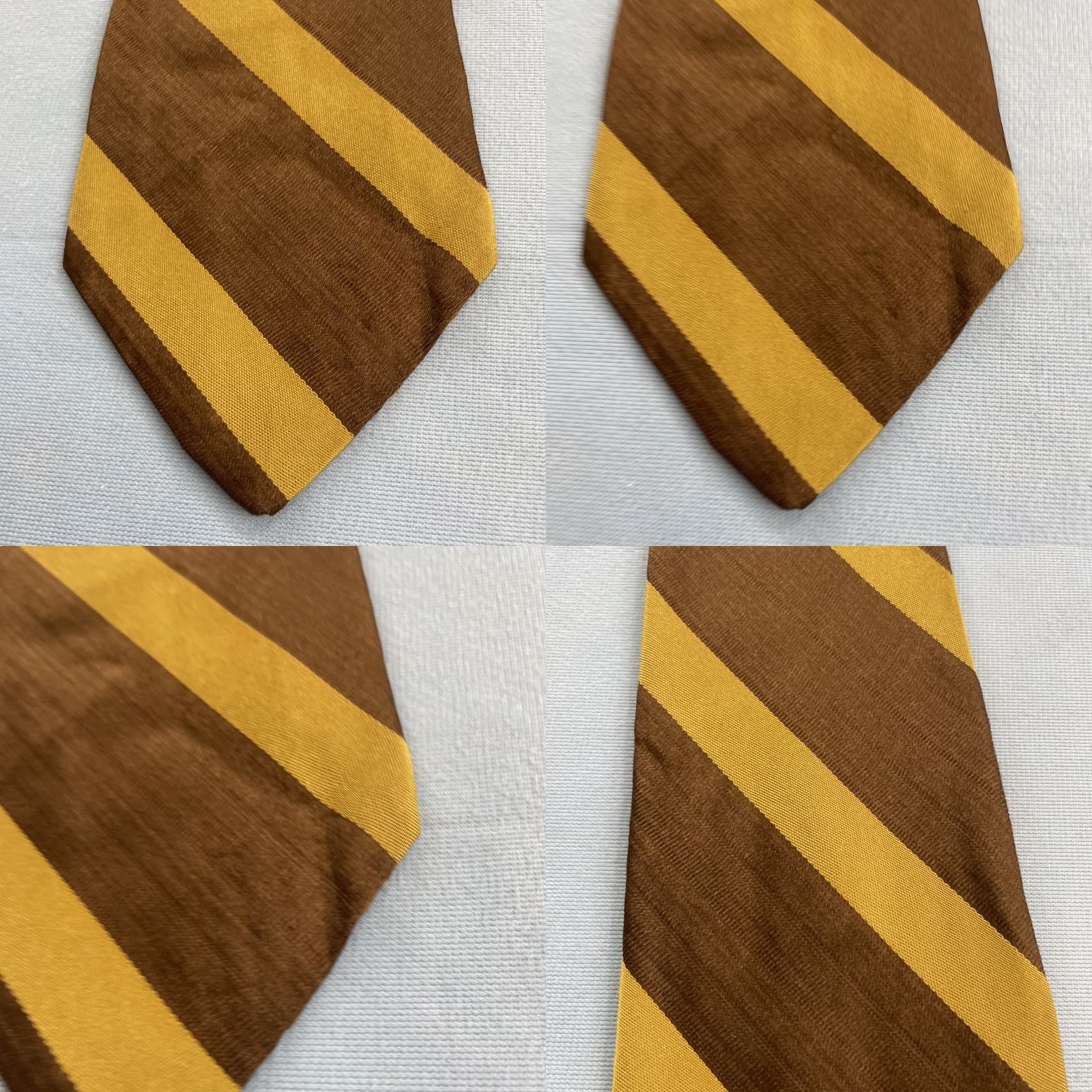 Vintage VINTAGE Lilly Dache All Silk Repp Tie Striped Brown Yellow Retro Mod Ratpack vtg 4x56 Capsule Necktie Mens Tie 57"-60" Brown Yellow Silk Neckwear Size ONE SIZE - 9 Thumbnail