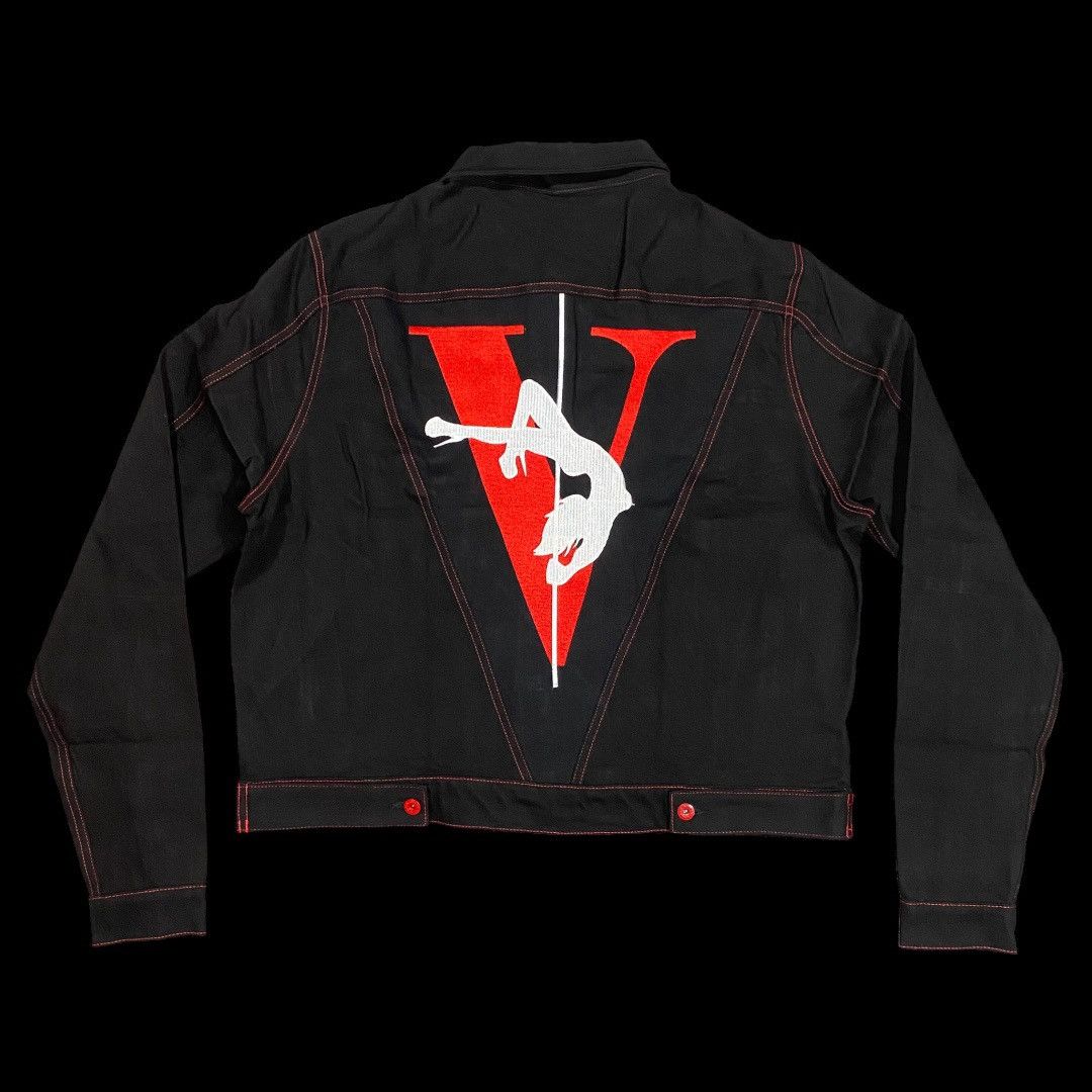 image of Vlone Stripper Denim Jacket La Exclusive in Black, Men's (Size Medium)