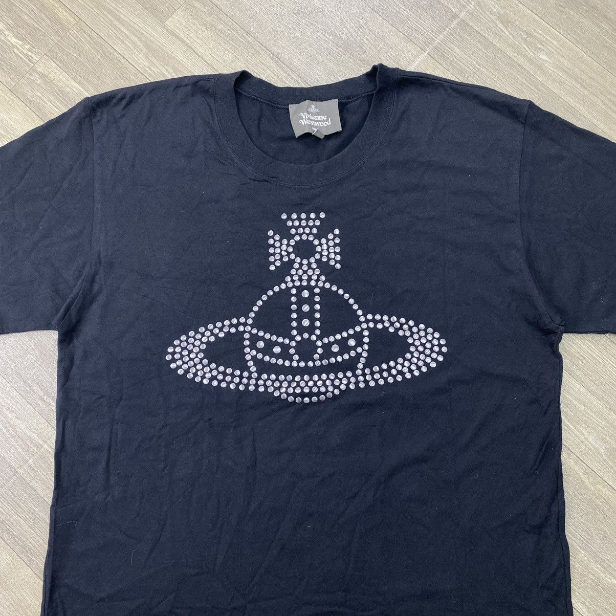 Vivienne Westwood Vintage Vivienne Westwood Rhinestone Studded Orb Logo Tee Size US M / EU 48-50 / 2 - 2 Thumbnail