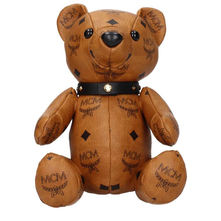 MCM o1tko10125 Size: OS / Logo Leather Teddy Bear in Brown/Black Size ONE SIZE - 1 Thumbnail