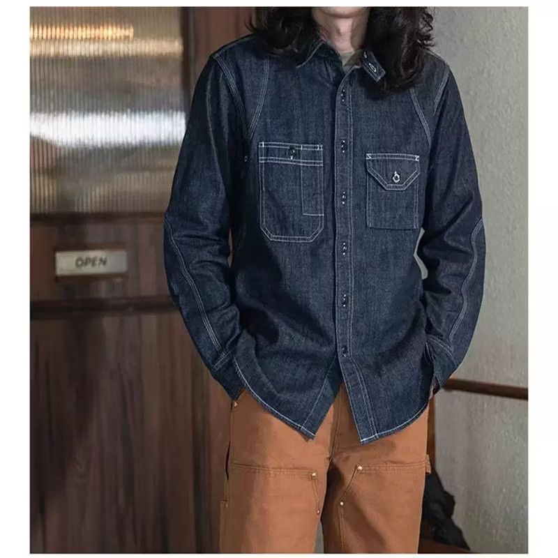 Japanese Brand Amekaji non stock flyer chambray shirt Size US M / EU 48-50 / 2 - 2 Thumbnail