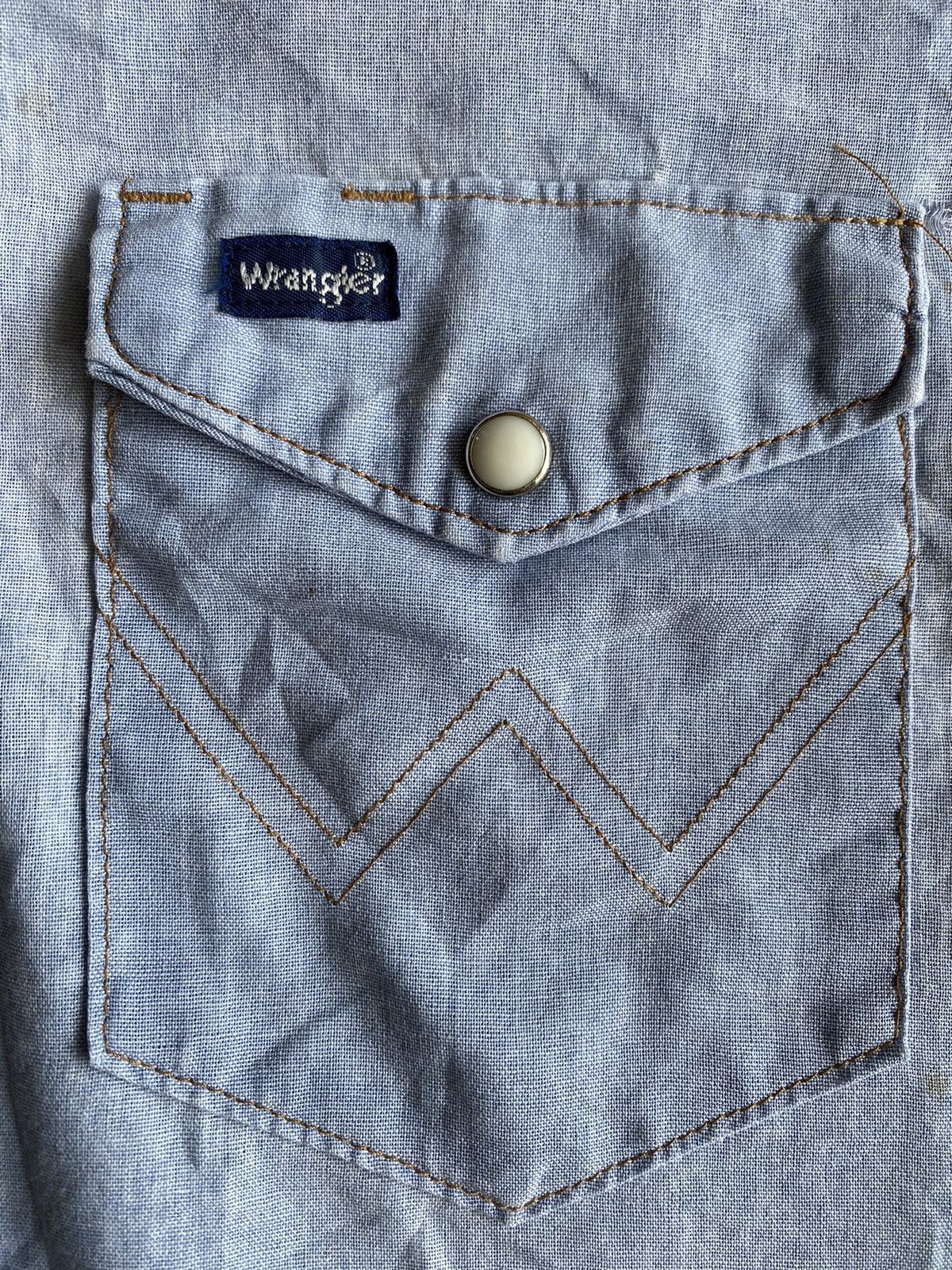 Vintage × Wrangler Vintage Wrangler Denim Shirt Snap Button Size US L / EU 52-54 / 3 - 10 Thumbnail