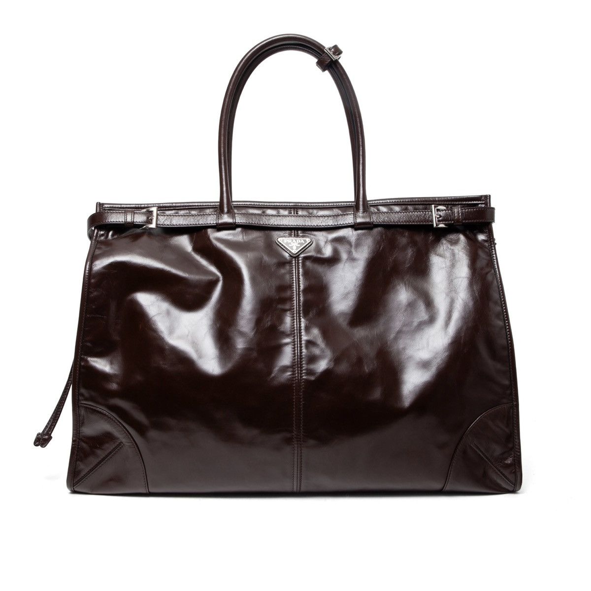 Prada Bonnie Extra Large Leather Bag Dark Brown Size ONE SIZE - 1 Thumbnail