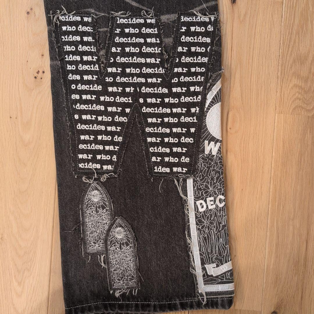 Who Decides War Who Decides War Motif Patched Denim Vintage Grey 28 New Size US 28 / EU 44 - 9 Thumbnail