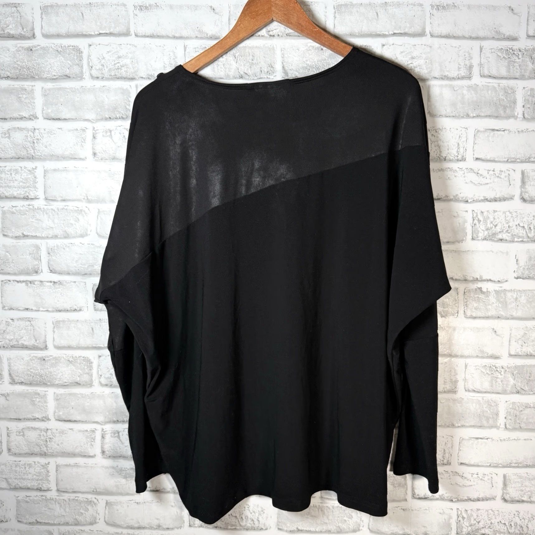 Vintage Sympli Black Stretchy Polyester Blend Long Sleeve Shirt Womens Size 10 Size L / US 10 / IT 46 - 5 Thumbnail