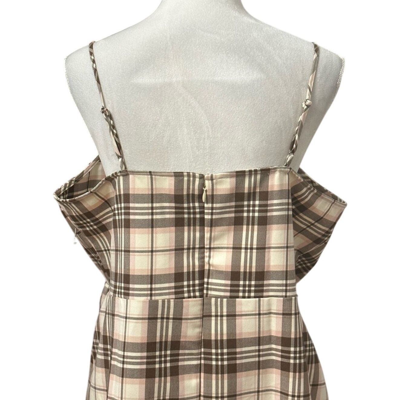 BP. BP A-Line Dress Plaid Pattern Above Knee Zip Ivory W 1X NWOT Size XL / US 12-14 / IT 48-50 - 5 Thumbnail