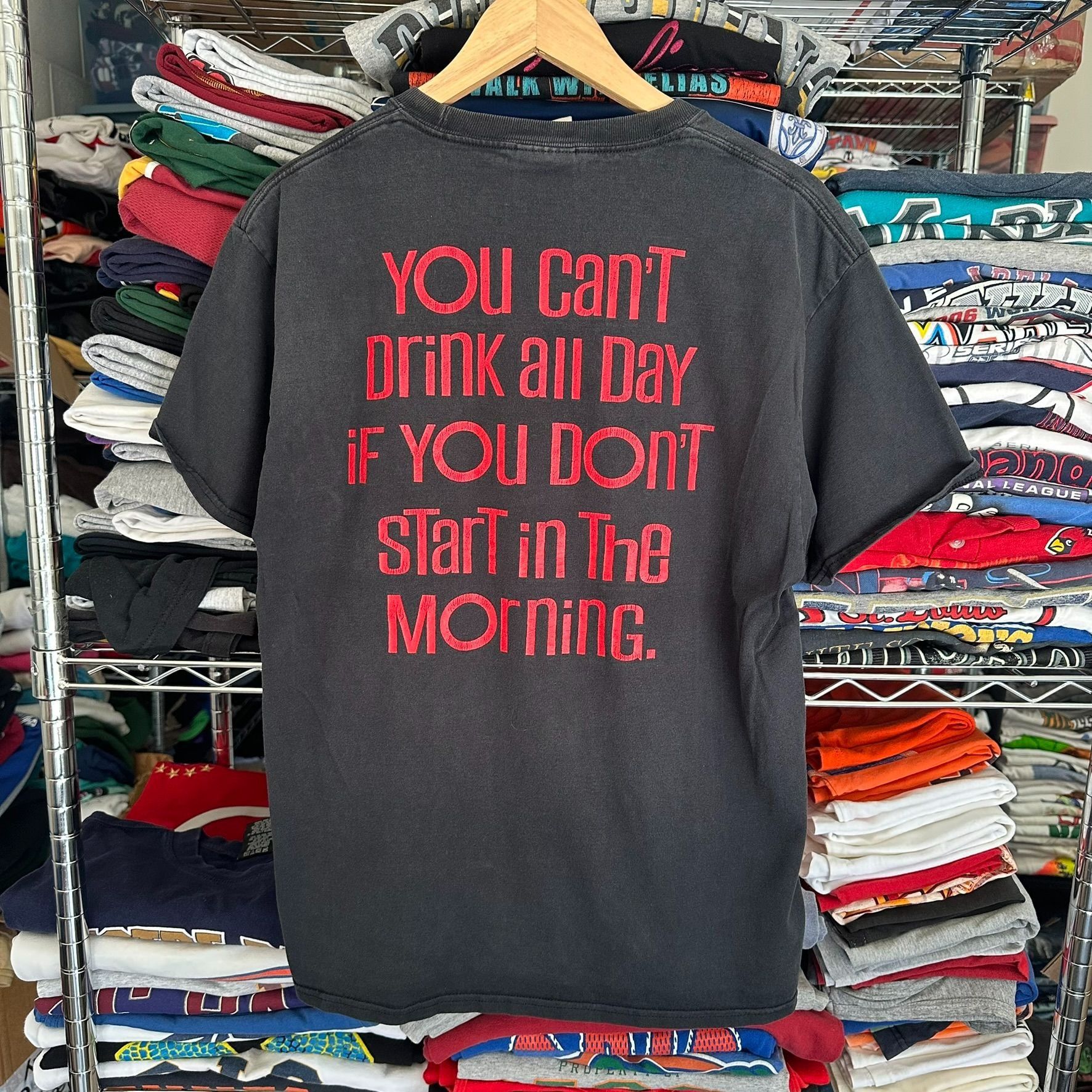 Vintage Vintage Y2K Day Drinking Humor T-Shirt Faded Black Grunge Sk Size US L / EU 52-54 / 3 - 1 Thumbnail