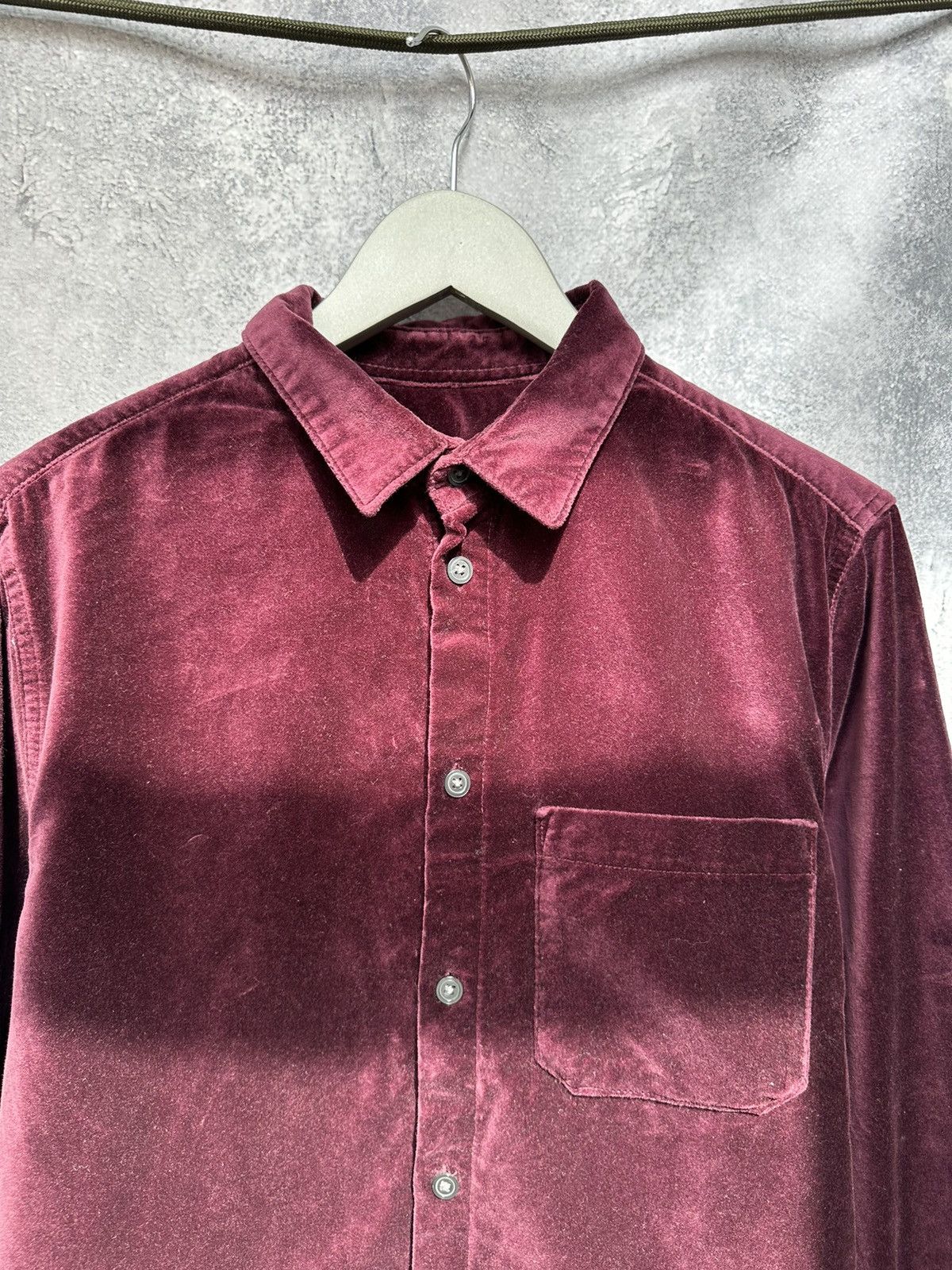H&M H&M Velour Button Up Shirt Long Sleeve Old Money Burgundy Size US S / EU 44-46 / 1 - 5 Thumbnail