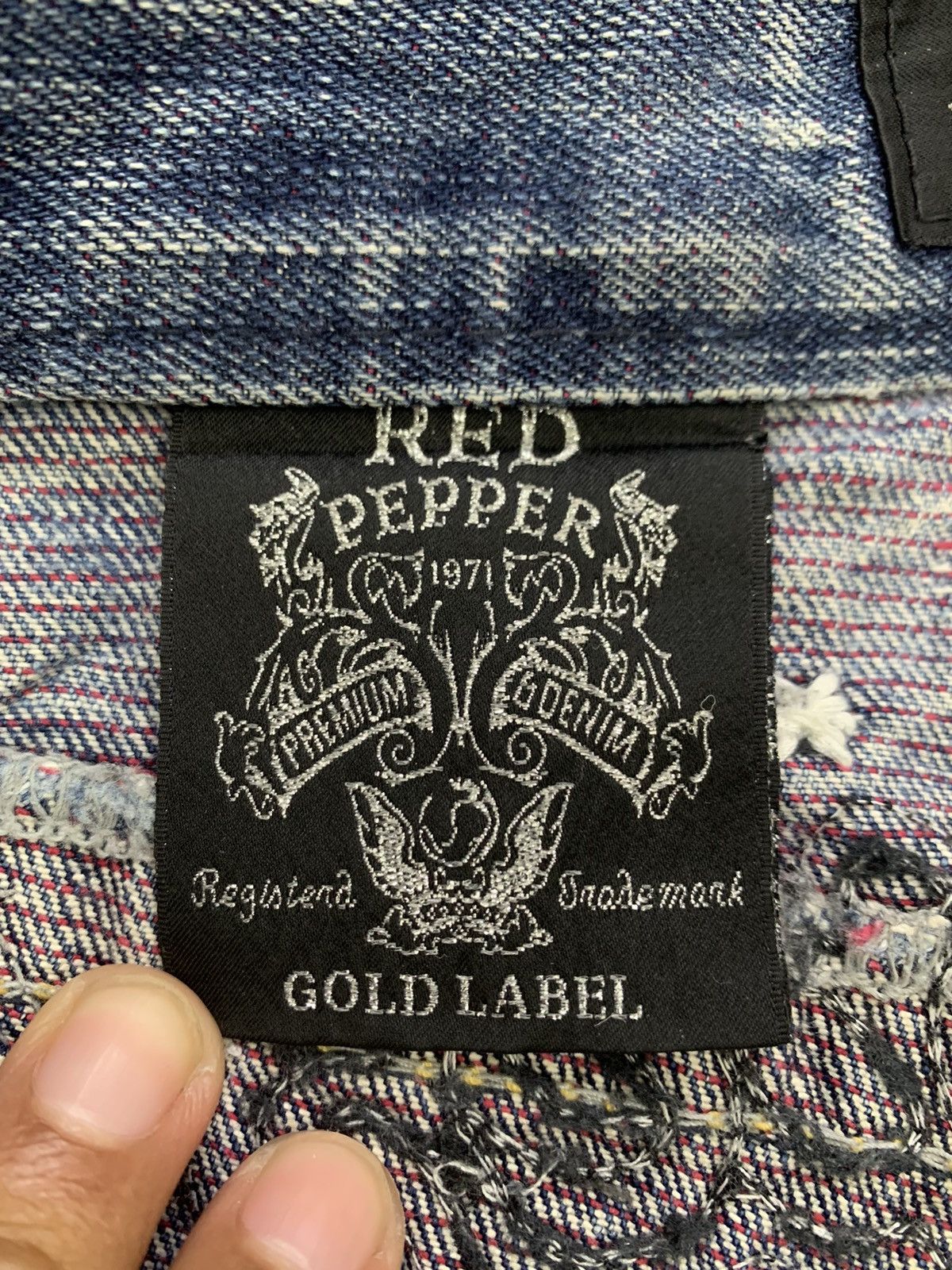 Japanese Brand Distress Red Pepper Gold Label Denim Pant Style by LBD Size US 35 - 18 Thumbnail