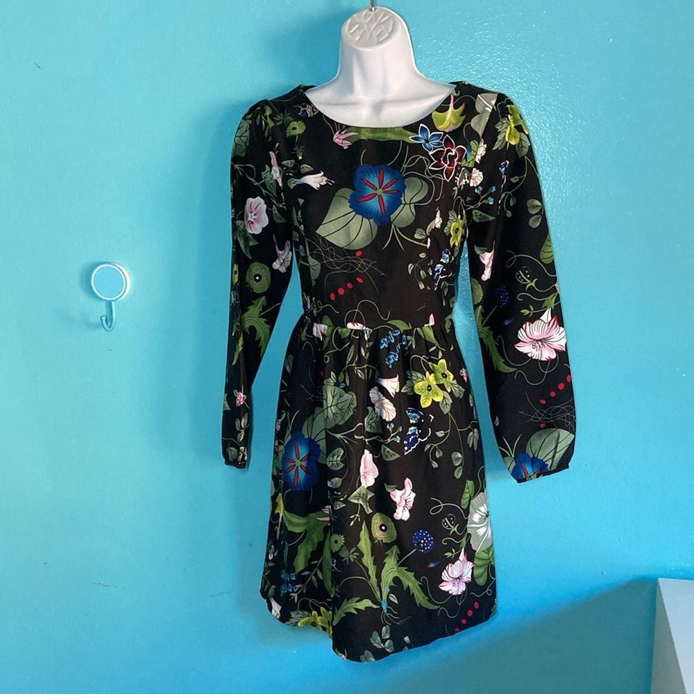 Yuri Yumi Kim Leaf Print Dress Size 2 US Side Zip Fit & Flare Min Size XS / US 0-2 / IT 36-38 - 4 Thumbnail