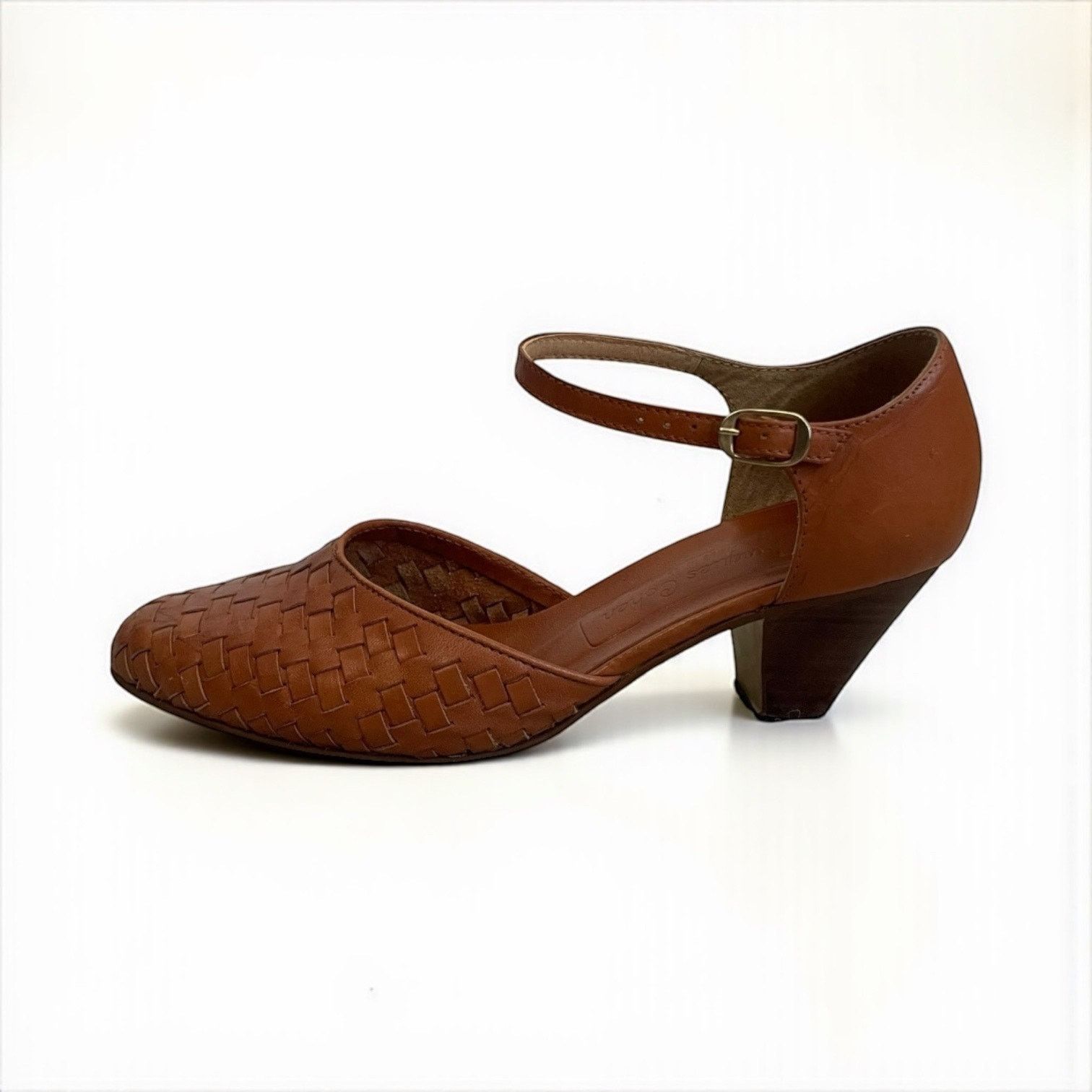 Vintage Vtg 70s Jacques Cohen Terracotta Woven Leather Heels Size US 6 / IT 36 - 1 Thumbnail