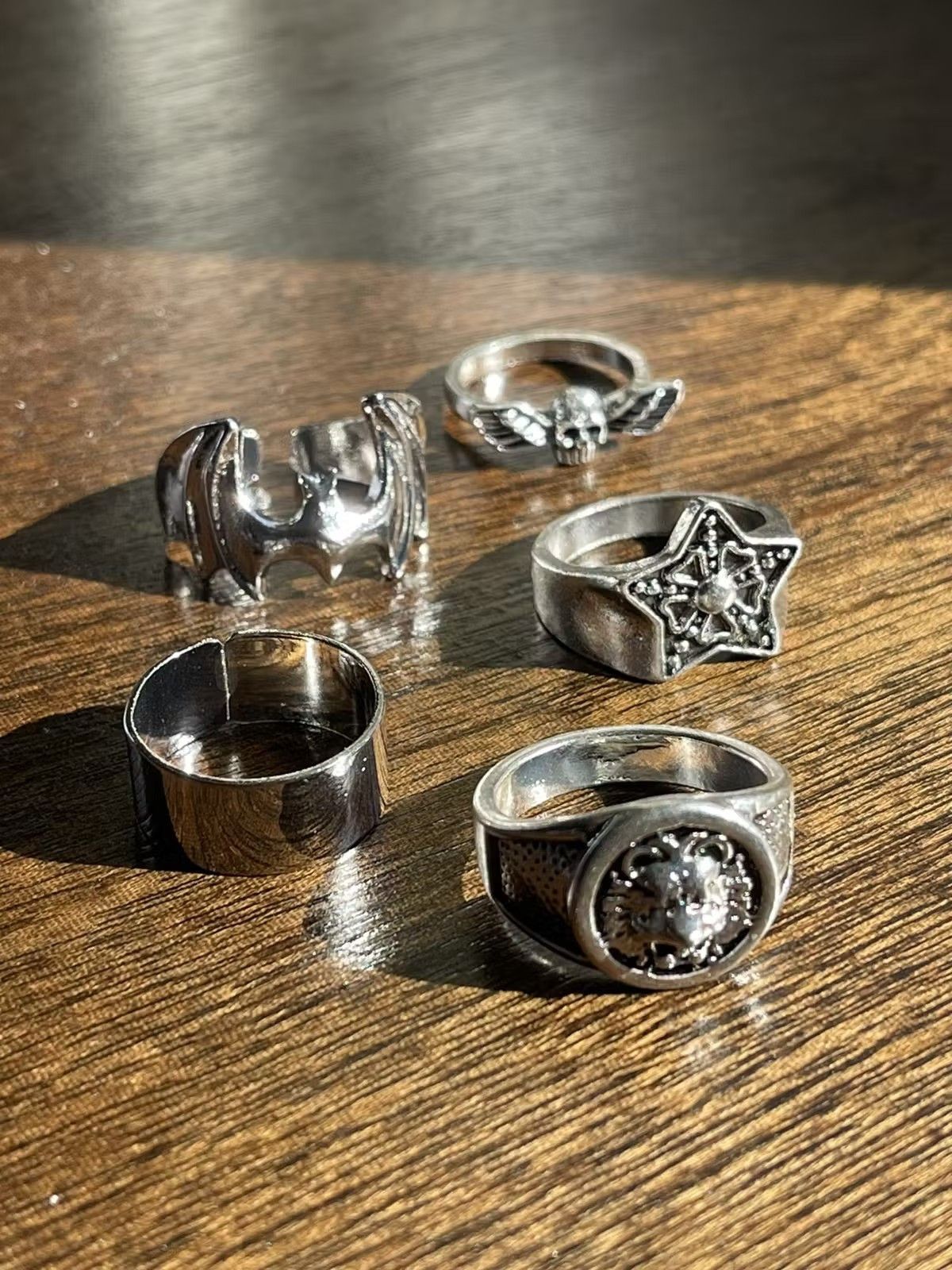 Jewelry Punk Goth Ring Combo Size ONE SIZE - 1 Thumbnail