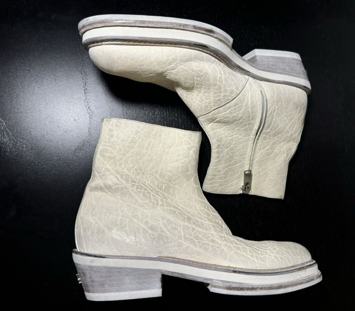 424 424 White Zip Shine Calf Cuban Boots Size US 7.5 / EU 40-41 - 4 Thumbnail