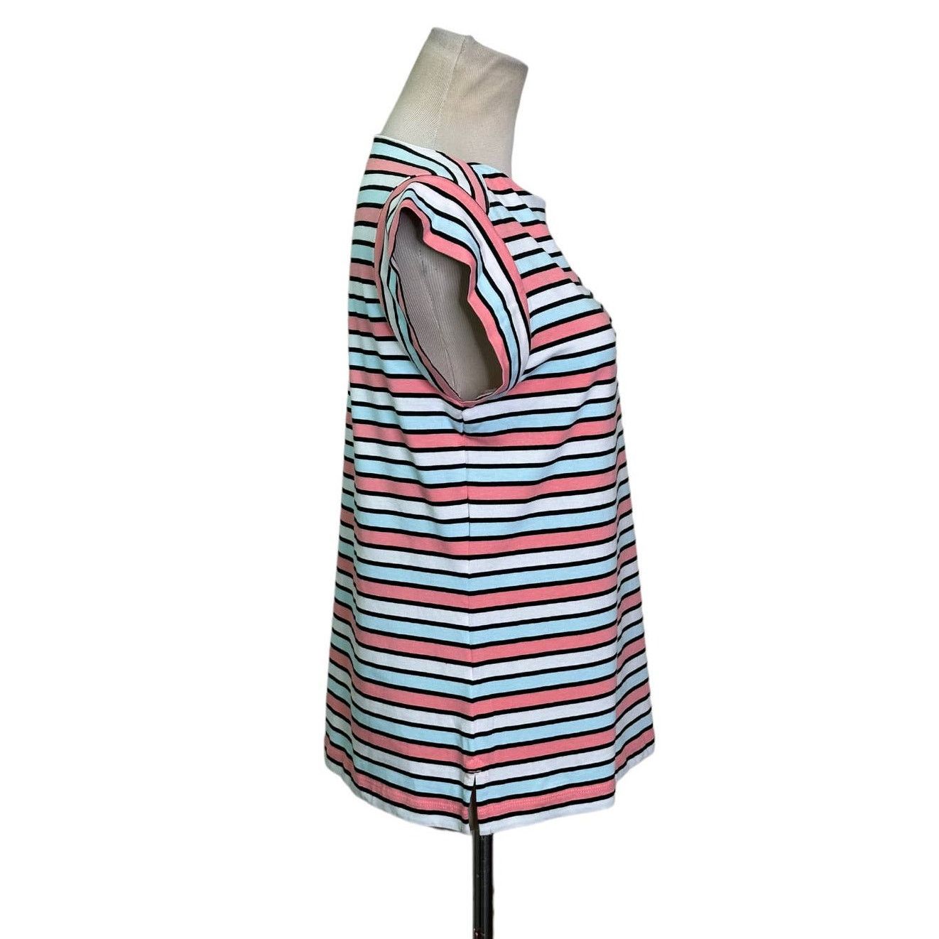 Anne Klein Anne Klein pink blue stripes short sleeves top size Small Size S / US 4 / IT 40 - 6 Thumbnail