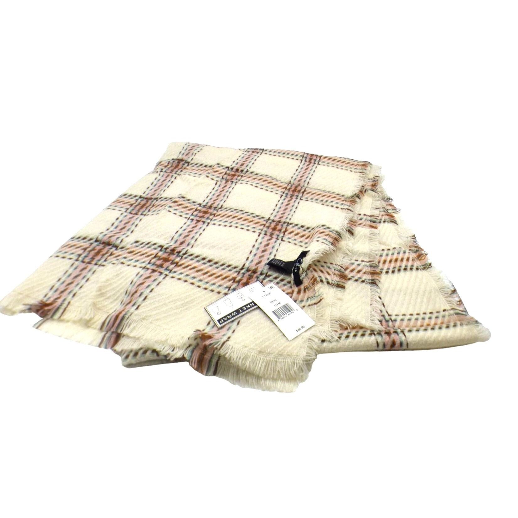 Other Cejon Heritage Plaid Blanket Scarf/ Wrap, 20”x76”, Ivory Size ONE SIZE - 5 Thumbnail