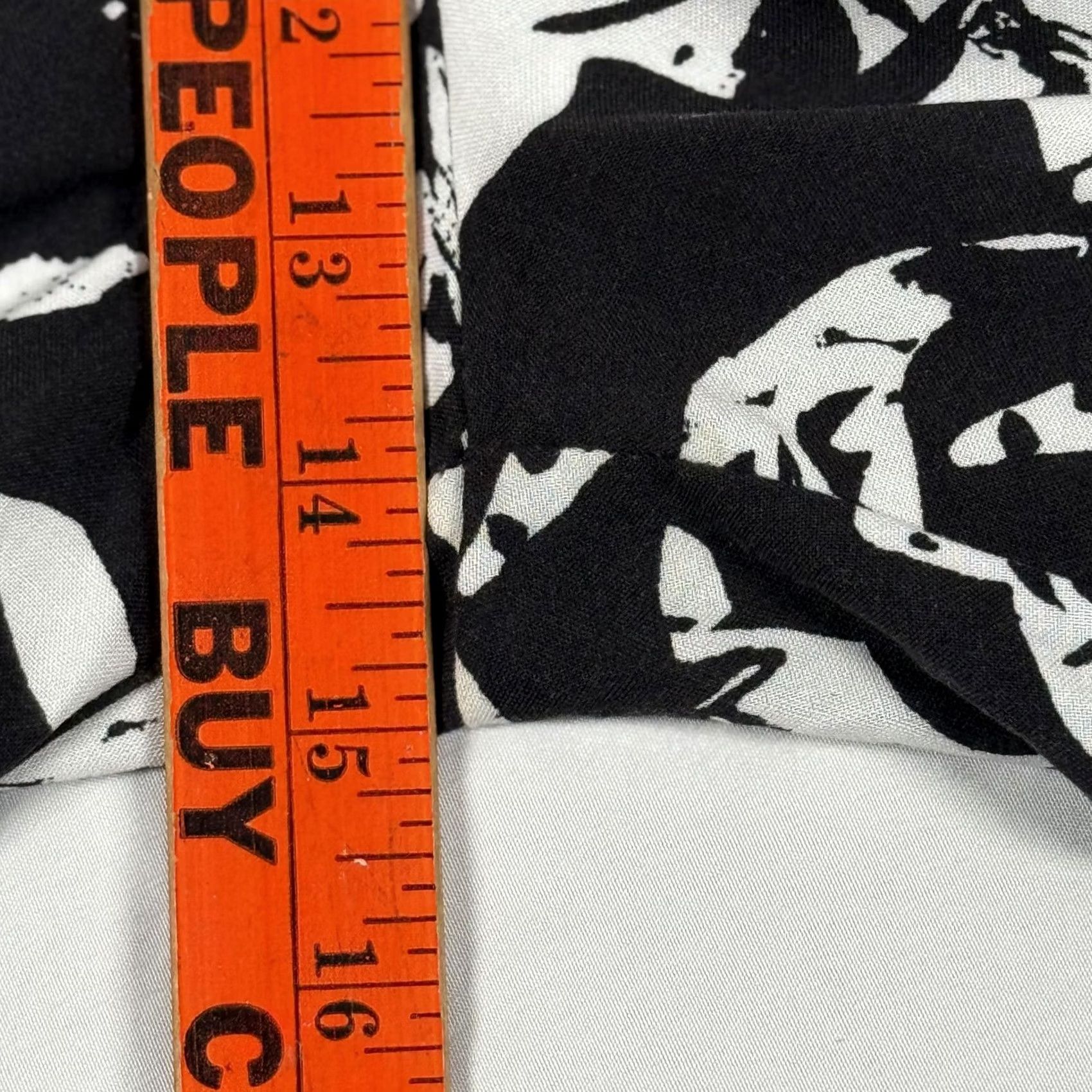 Vintage Hester & Orchard Bohemian Palazzo Pants M Women Wide-Leg Rayon Floral Elastic Waist Beach Vacation Casual Capris Cropped Black/White Floral Pattern Size 32" / US 10 / IT 46 - 6 Thumbnail