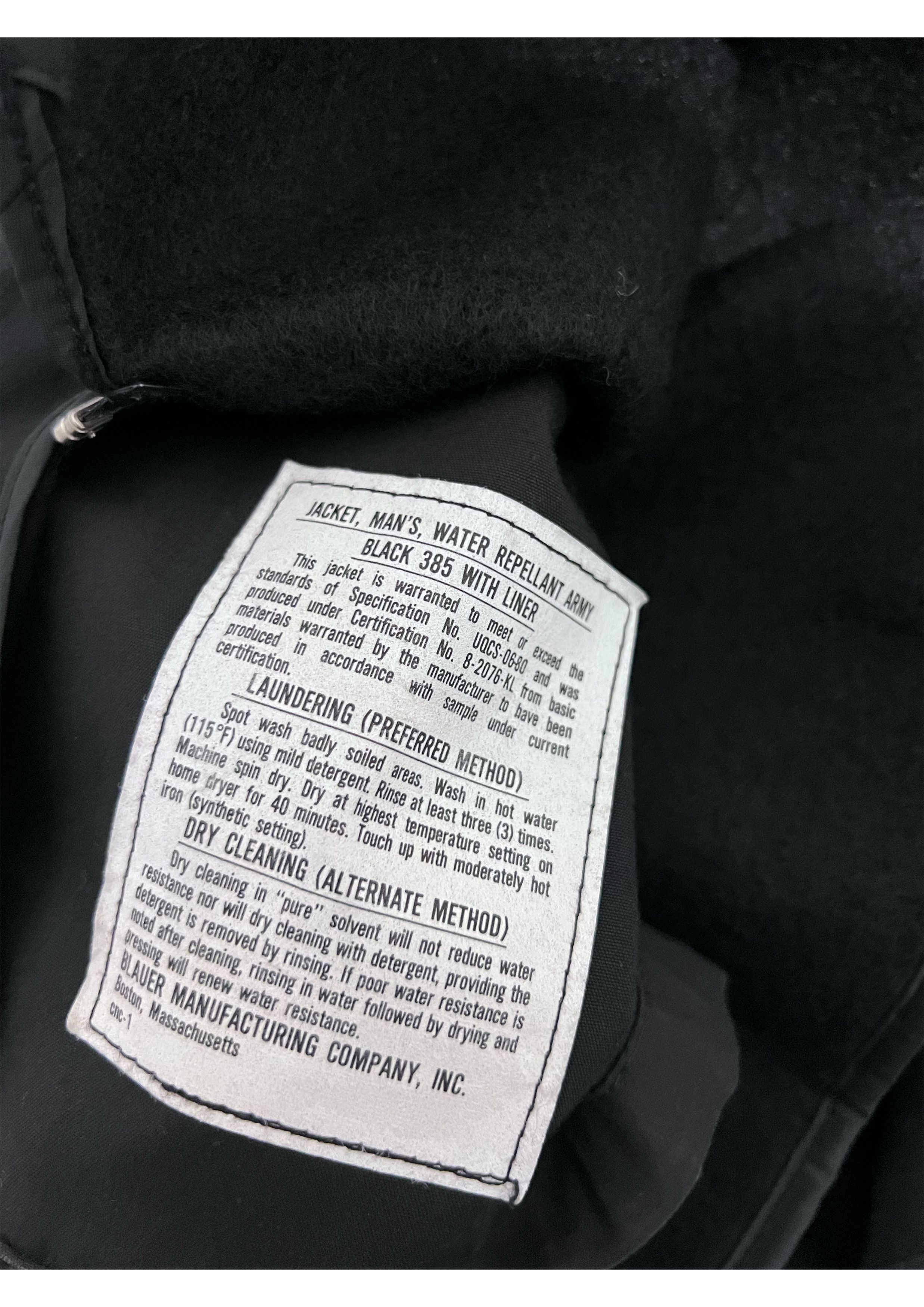 Vintage Military JACKET, MAN'S, WATER REPELLANT ARMY BLACK 385 Liner Size US L / EU 52-54 / 3 - 4 Thumbnail