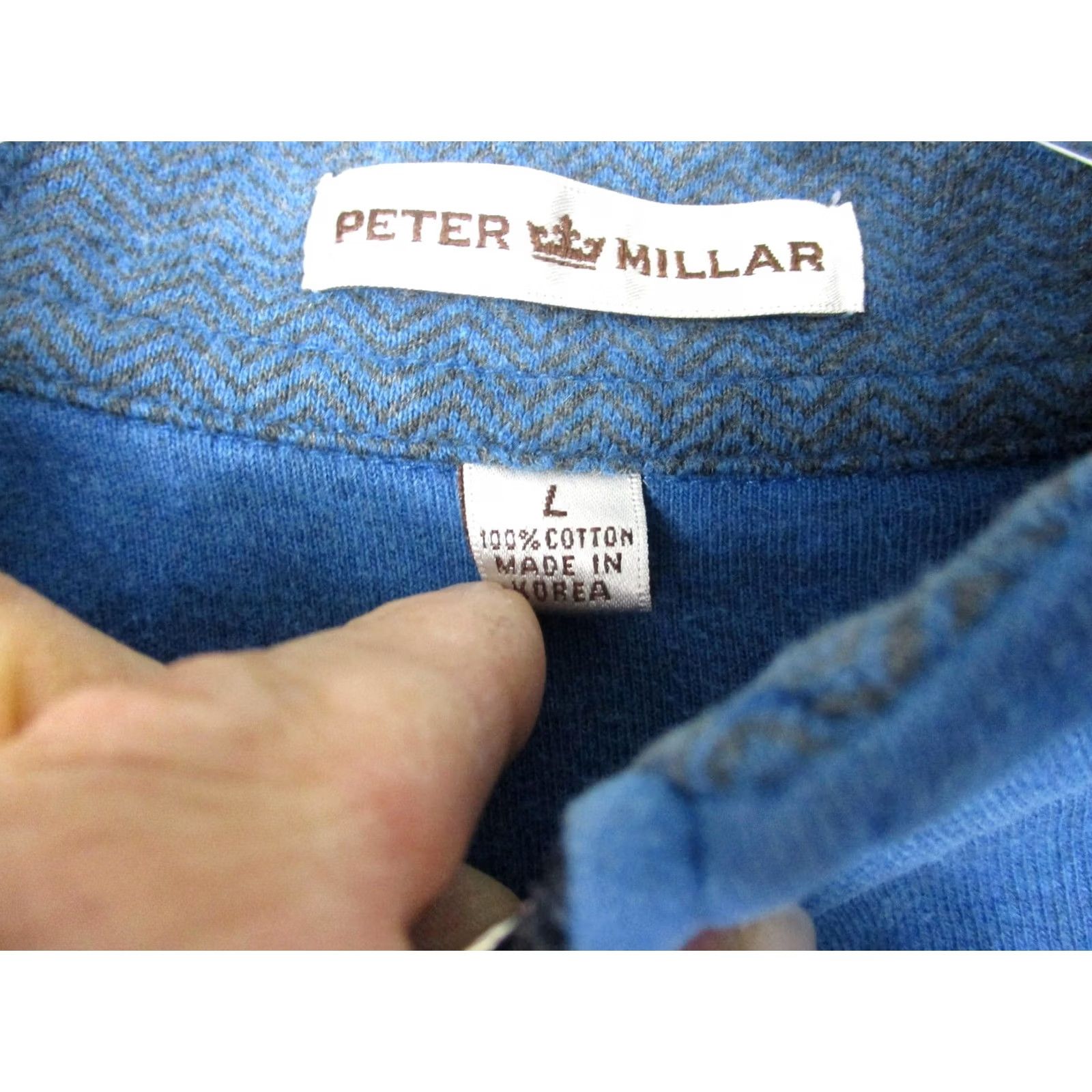 Peter Millar Peter Millar Pullover Mens Large Blue 1/4 Zip Golf Logo Sweatshirt Mock Neck Size US L / EU 52-54 / 3 - 6 Thumbnail