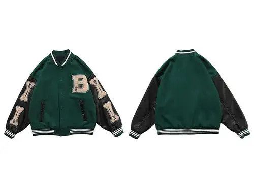 Other Skeleton Patchwork Graphic Embroidered Varsity Jacket y2k Size US L / EU 52-54 / 3 - 4 Thumbnail