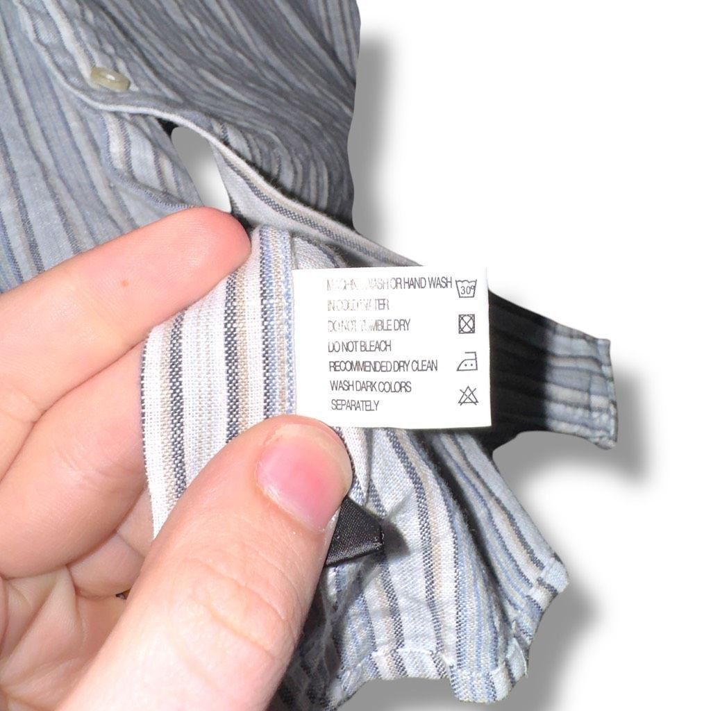 Guy Laroche Guy Laroche Gray Striped Linen Button Up Shirt XL Size US XL / EU 56 / 4 - 7 Thumbnail