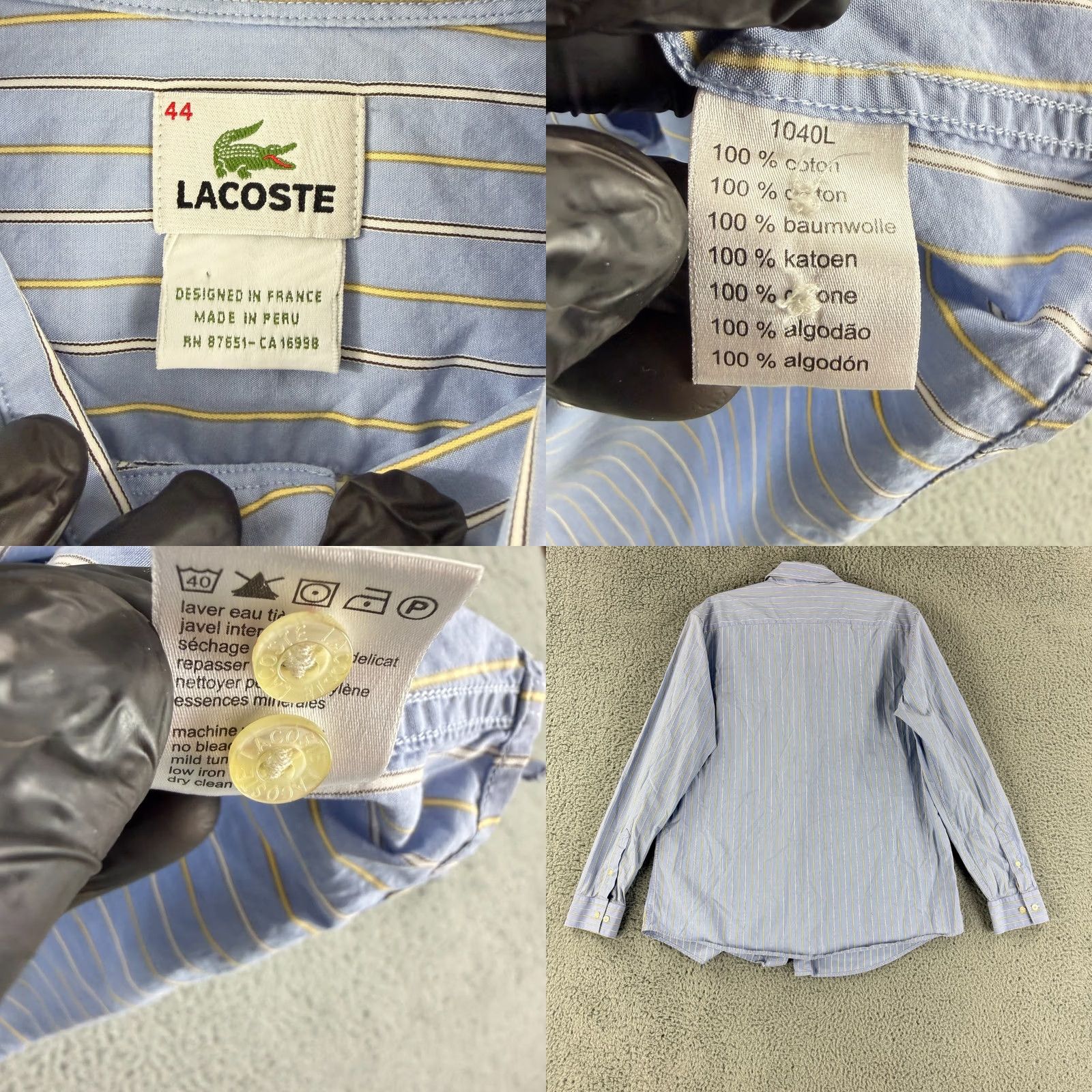 Lacoste Lacoste Button-Up Shirt Mens XL Blue Stripe 100% Cotton Long Sleeve Cardigan? Size US XL / EU 56 / 4 - 8 Thumbnail