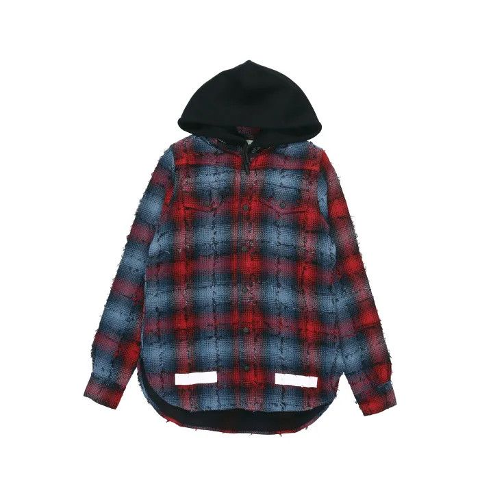 Off-White Off-White Red Blue Hooded Flannel Jacket 0079 Size US L / EU 52-54 / 3 - 1 Thumbnail