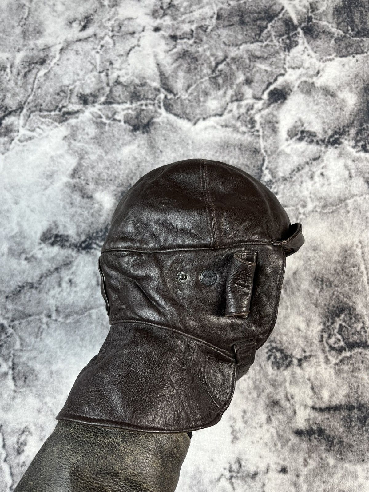 Aeronautica Militare Aeronautica England Leather Aviator Hat Brown Size M Size ONE SIZE - 5 Thumbnail