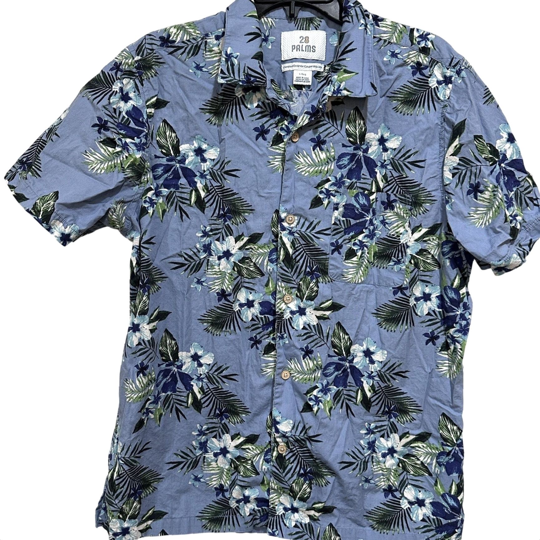 Vintage VINTAGE 28 Palms Hawaiian Shirt Men L Blue Floral Tropical Aloha Beach Camp Shirt Cotton Size US L / EU 52-54 / 3 - 2 Thumbnail
