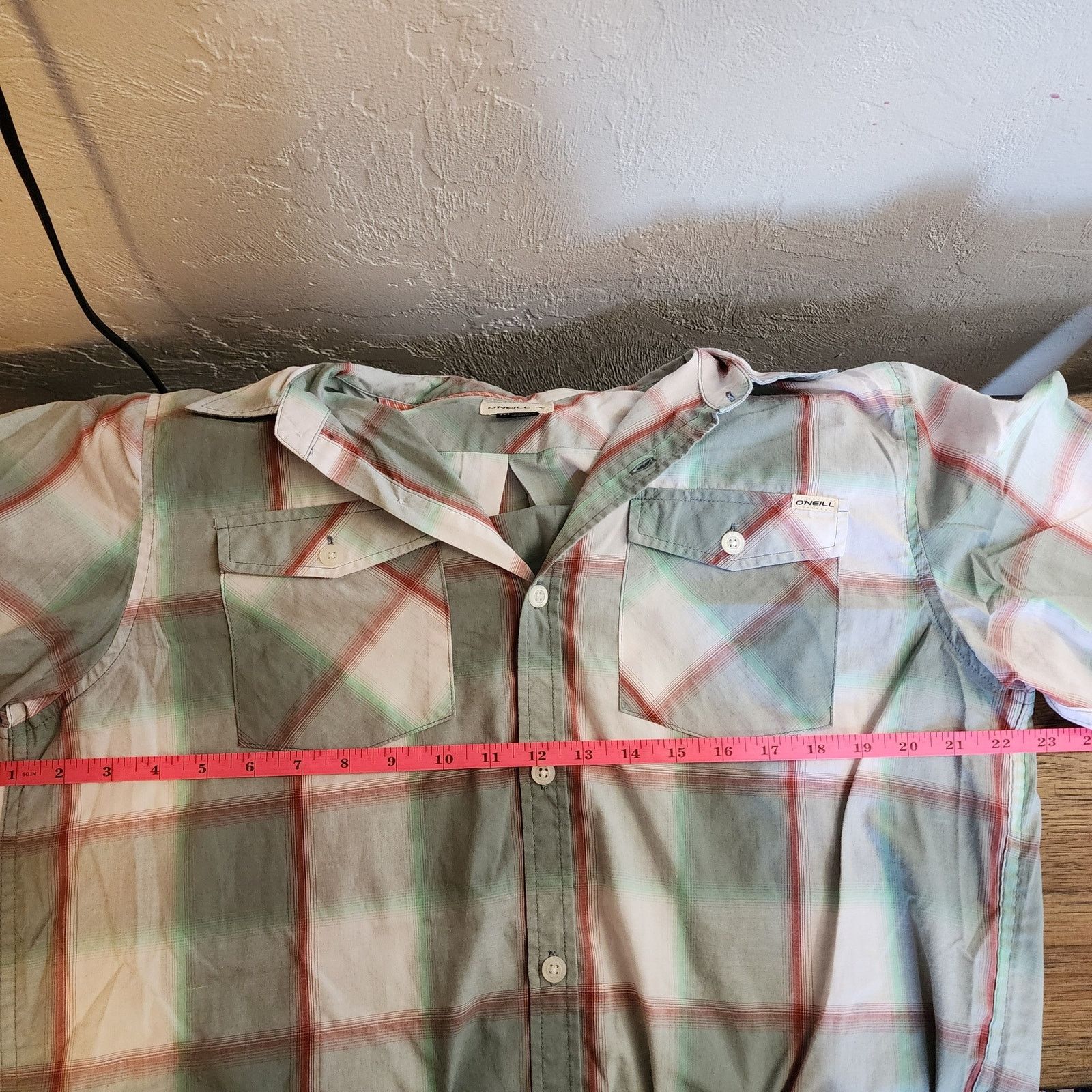 O'Neill O'Neil Medium Plaid Shirt White w/ Red Stripes - Size US M / EU 48-50 / 2 - 4 Thumbnail