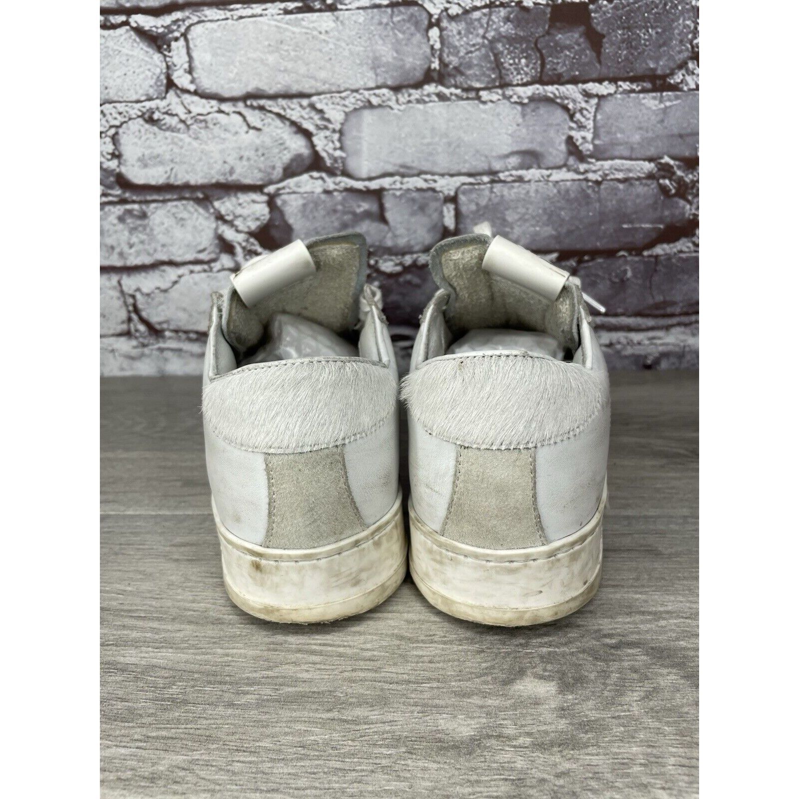 P448 P448 White Leather Gray Suede Silver Glitter Low Top Sneaker Size US 9.5 / IT 39.5 - 5 Thumbnail
