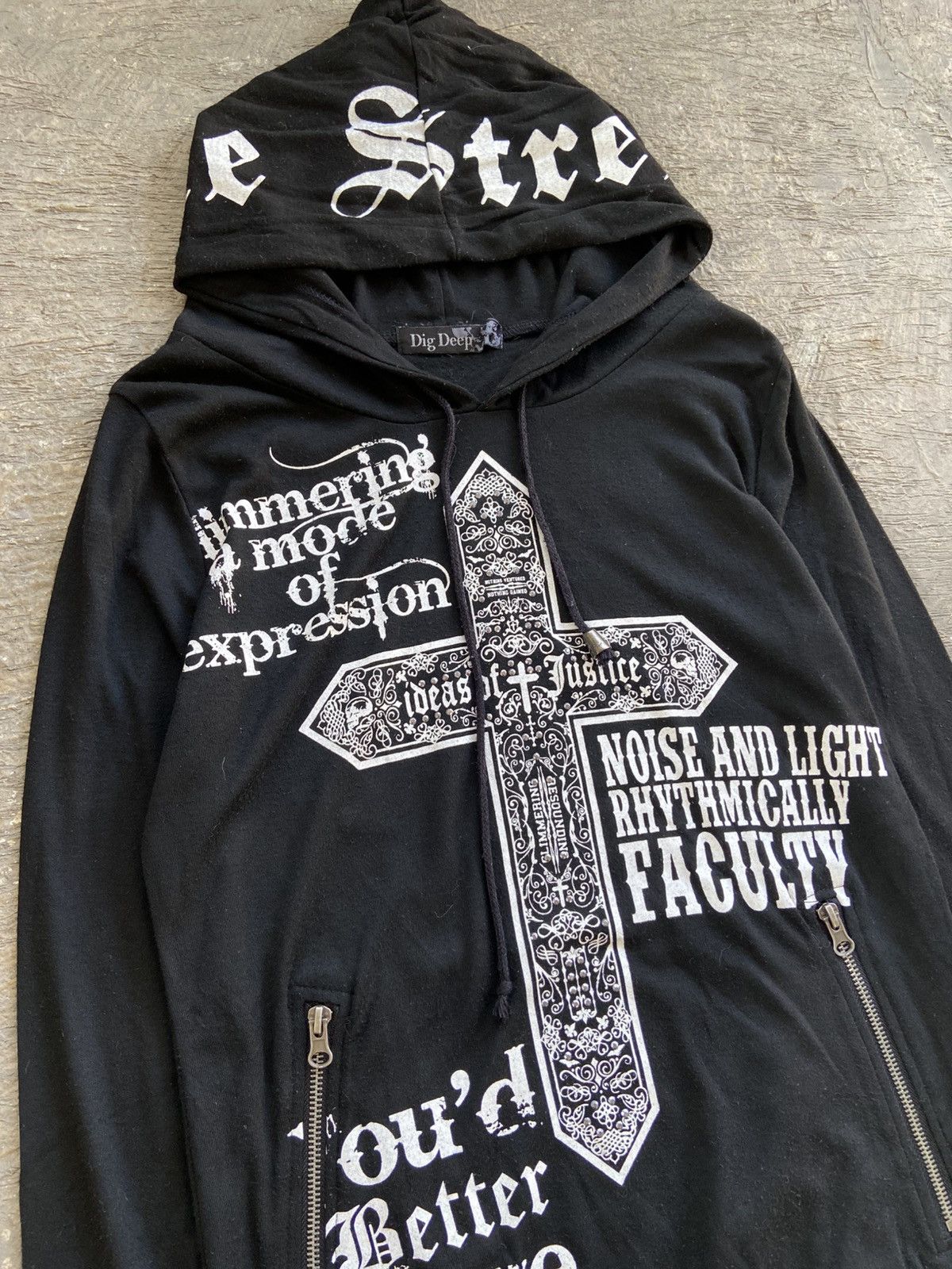 14th Addiction 2000s Dig Deep - Vkei Style Poem Cross Hoodie Size US M / EU 48-50 / 2 - 4 Thumbnail