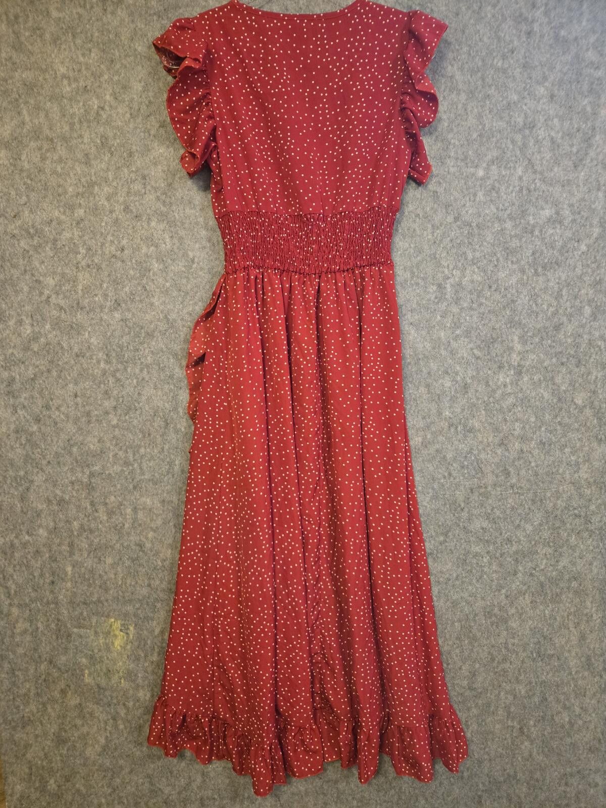 Shein Flowy Ruffled Red Polka Dot Knot Sidewrap A-line Dress Sz S Size S / US 4 / IT 40 - 2 Thumbnail