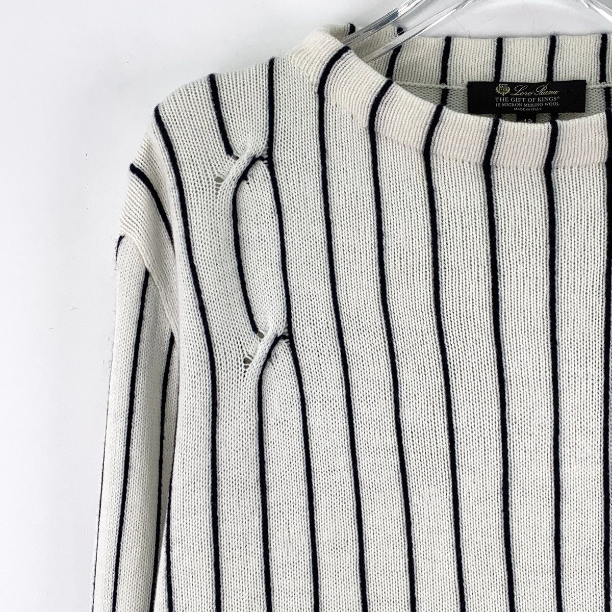 Loro Piana Loro Piana Striped Wool Long Sleeve Knit Sweater K26WX Size M / US 6-8 / IT 42-44 - 3 Thumbnail