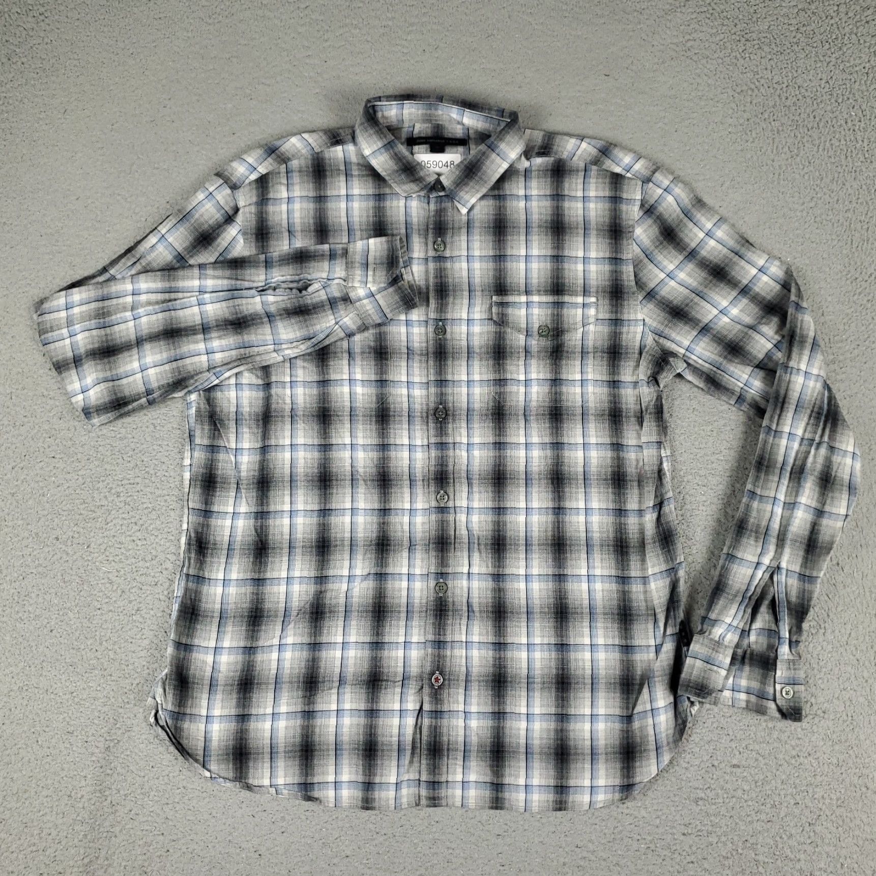 John Varvatos John Varvatos Shirt Mens Medium Gray Plaid Long Sleeve Button Up Size US M / EU 48-50 / 2 - 2 Thumbnail
