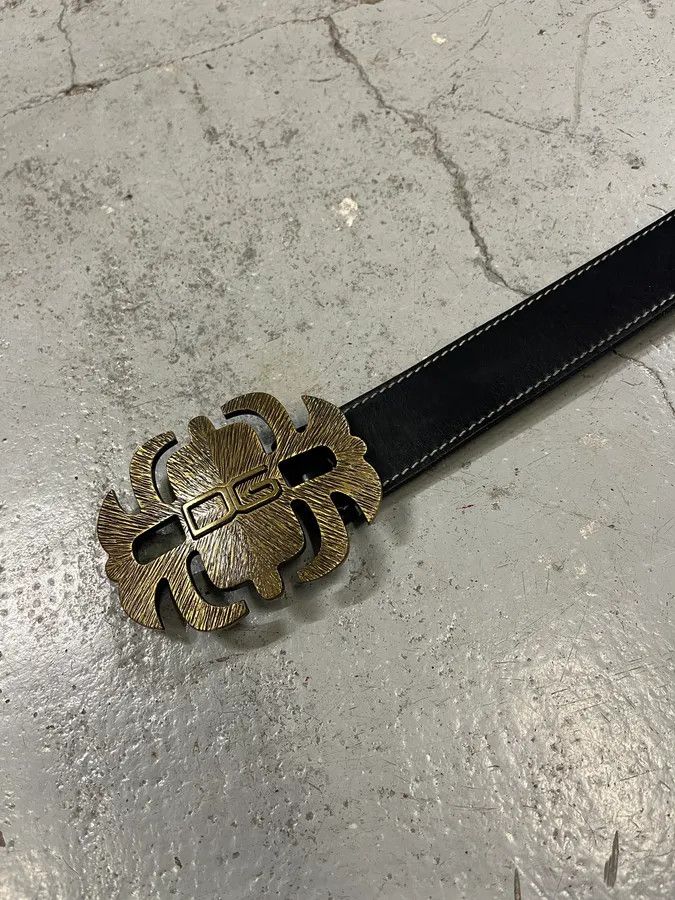 Designer × Dolce & Gabbana × Vintage Dolce & Gabbana Gold Buckle Black Leather Belt Size ONE SIZE - 6 Thumbnail