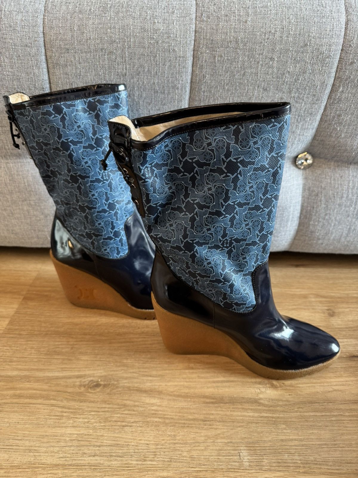 Celine Celine Paris Monogram Navy boots 40 ankle boots womens boots Size US 10 / IT 40 - 4 Thumbnail