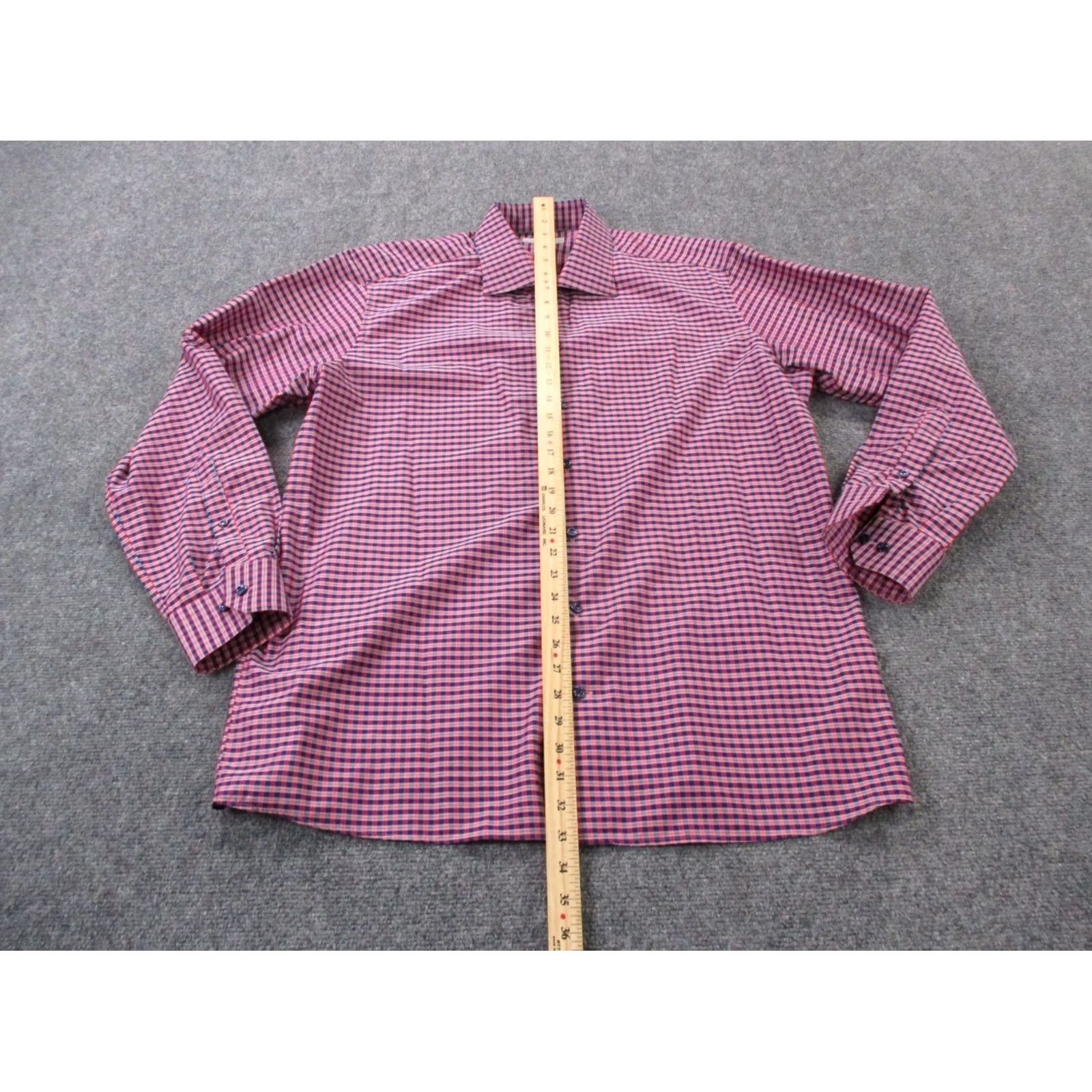 Eton Eton Shirt Men 2XL Plaid Button-Up Long Sleeve Collared Knit Cotton Multicolor Classic Casual Size 48R - 3 Thumbnail