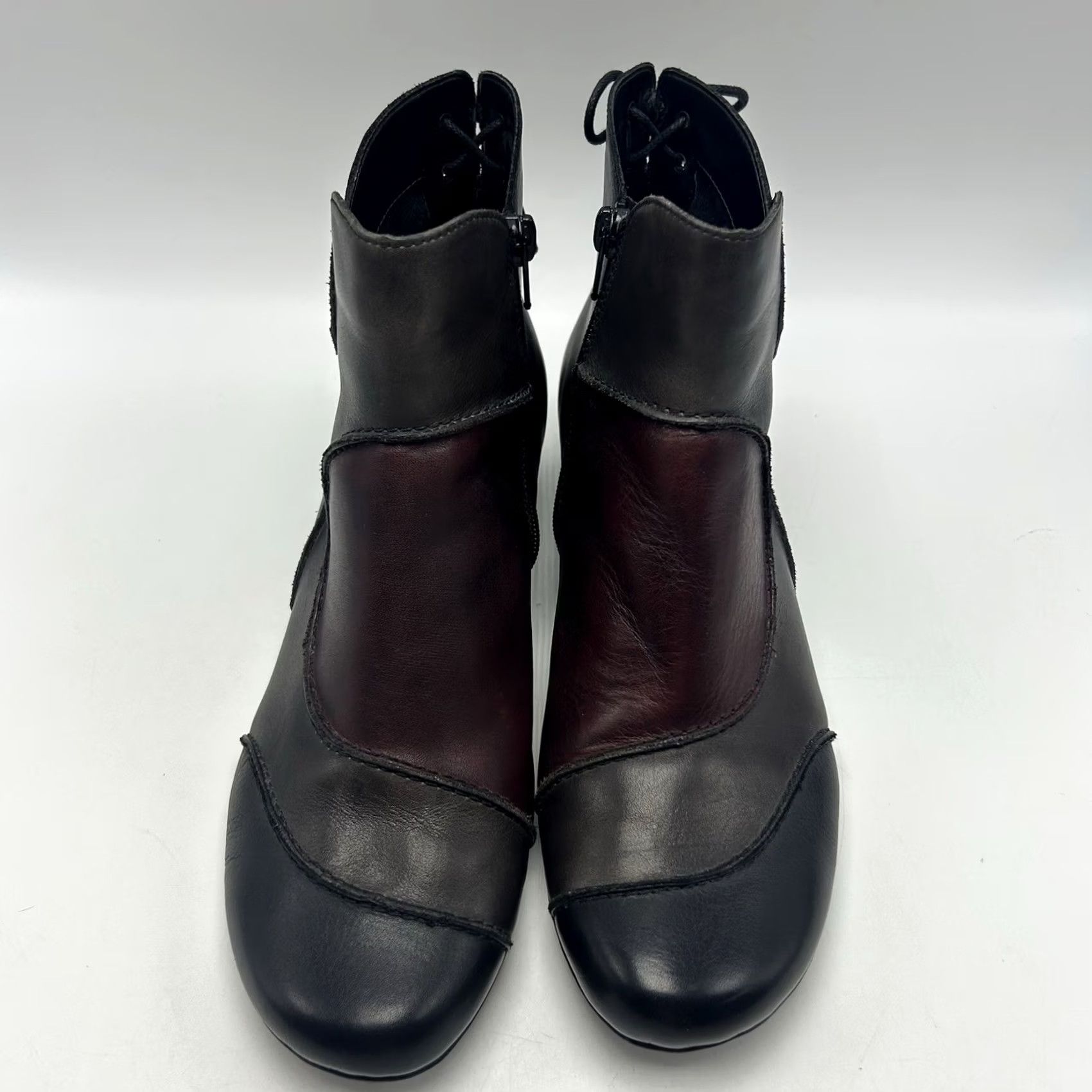 Vintage Remonte Womens Bootie Ankle Boot Heels Casual Red Black Brown 40 8.5 Zipper Size US 9 / IT 39 - 3 Thumbnail